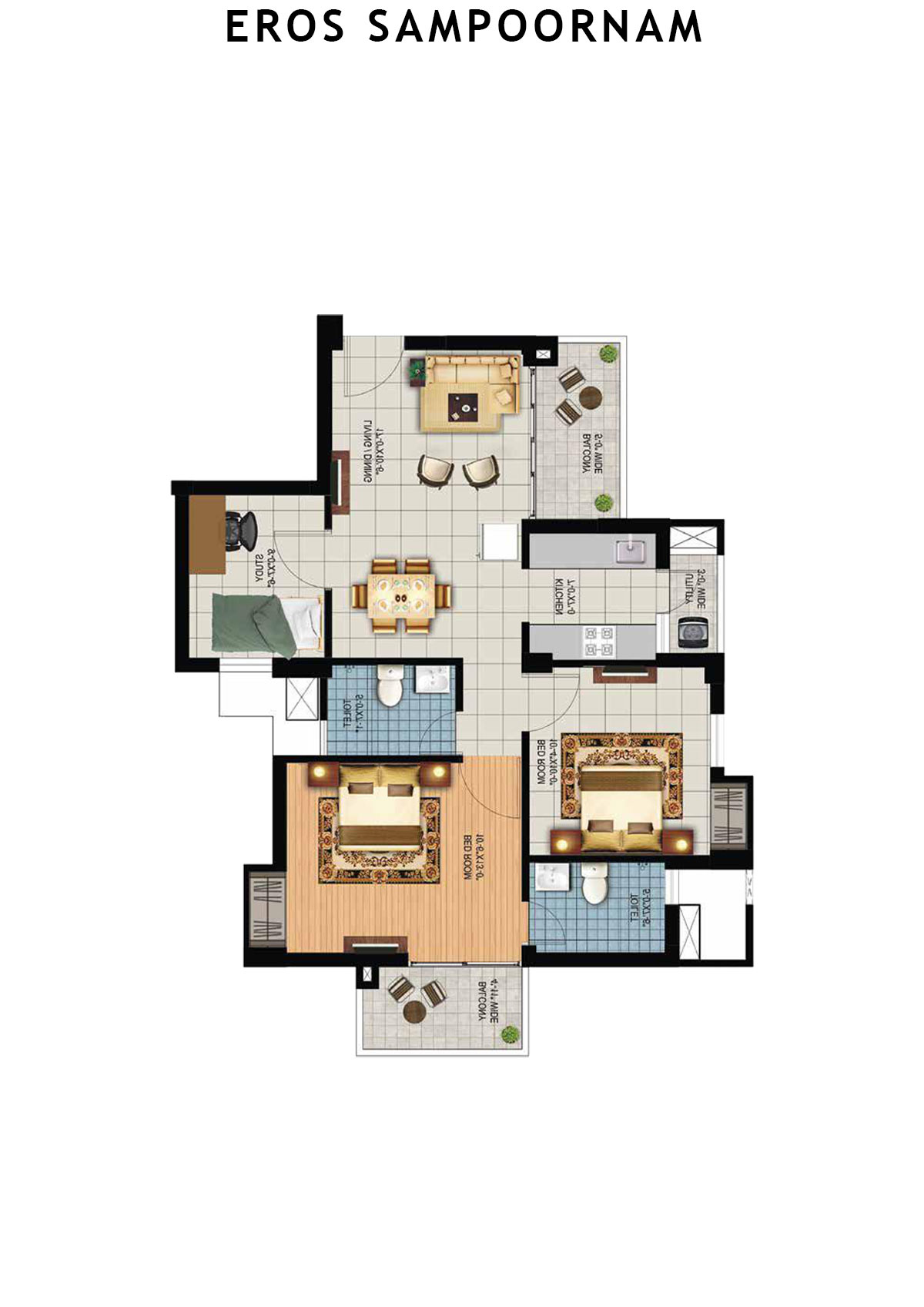 Eros Sampoornam Tower H1 Unit 3 Floor Plan
