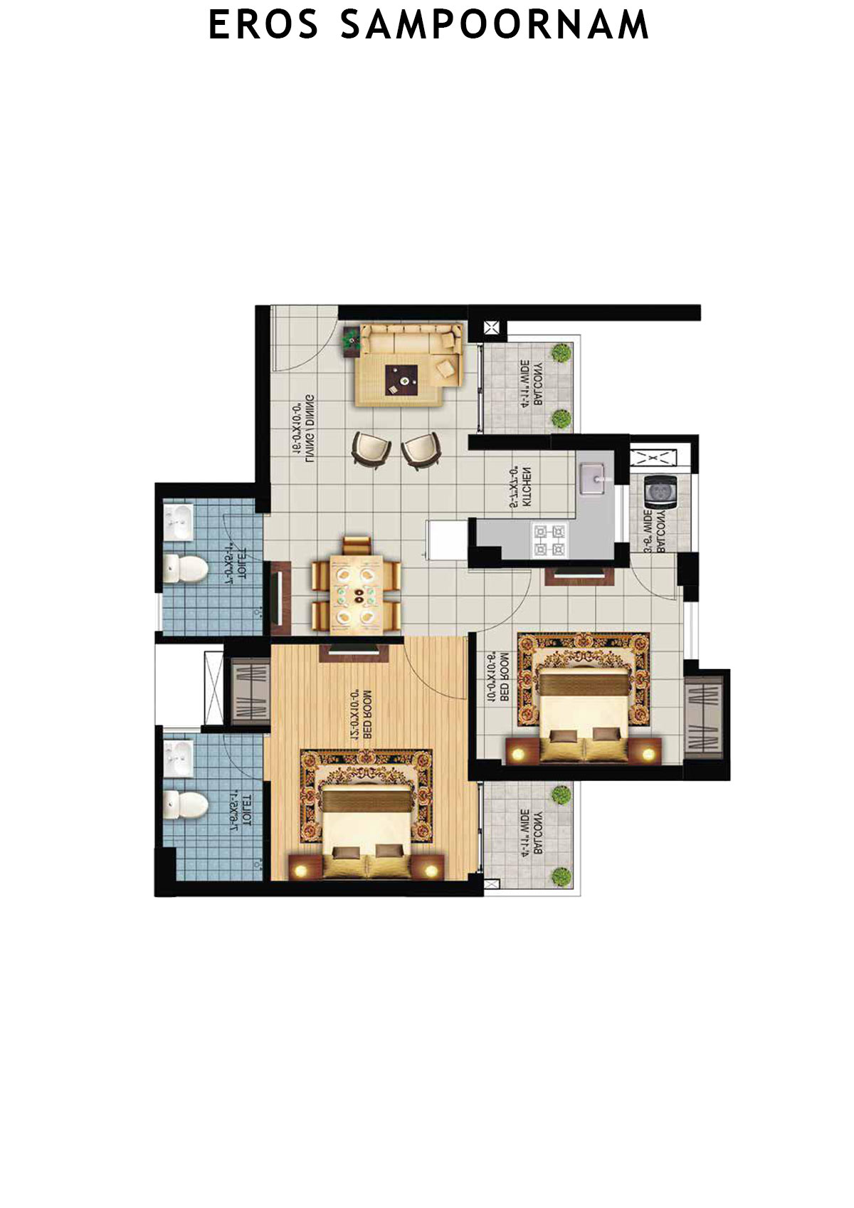 Eros Sampoornam Tower H2 Unit 1 (Type  A) Floor Plan