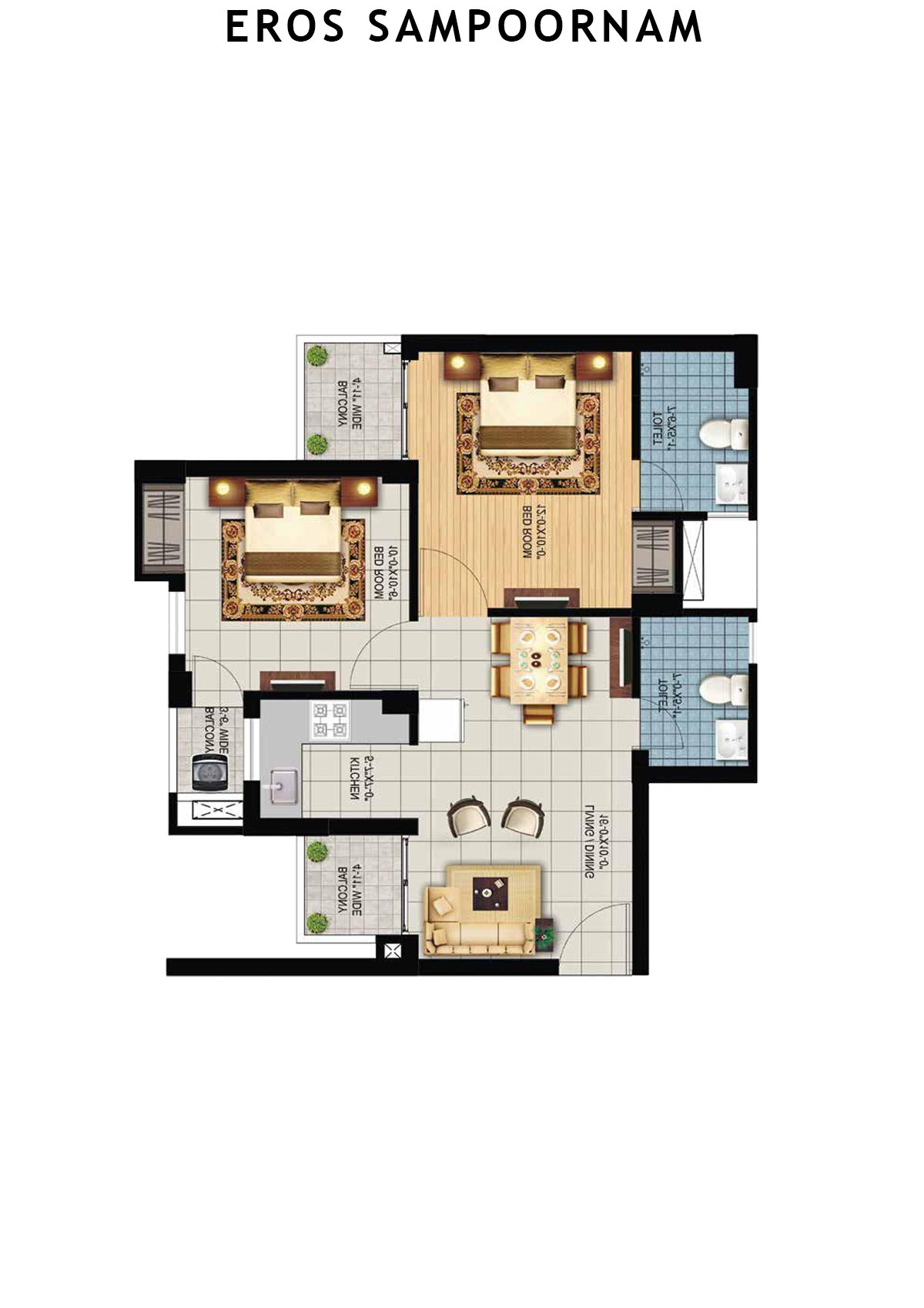 Eros Sampoornam Tower H4 Unit 1 (Type  A) Floor Plan