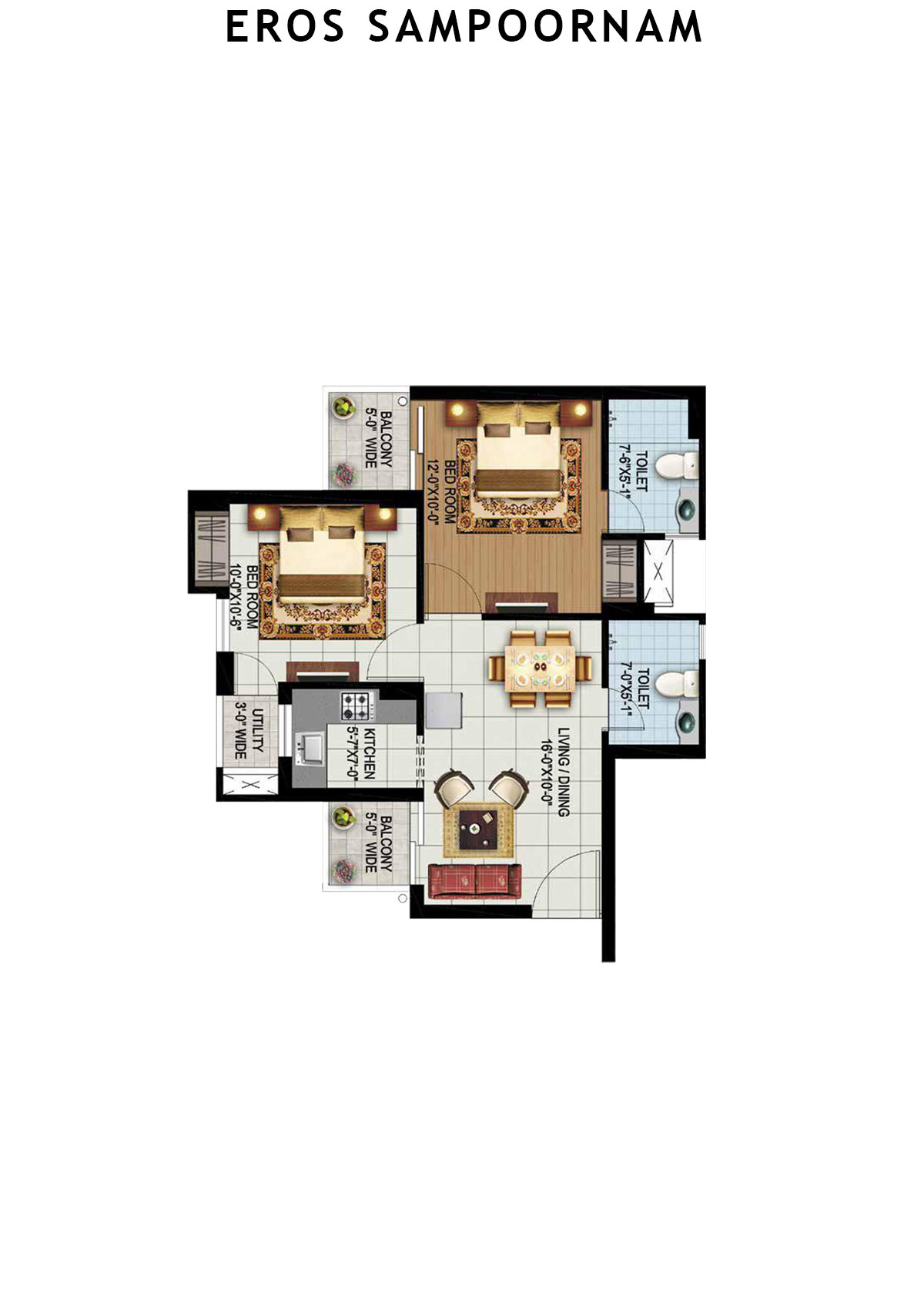 Eros Sampoornam Tower N3 Unit 3 (Type B) Floor Plan