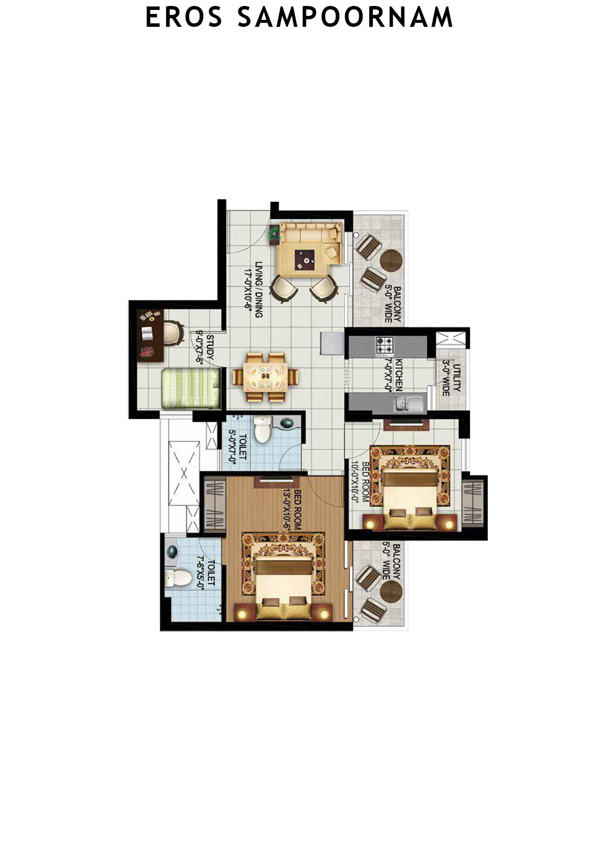 Eros Sampoornam Tower N4 Unit 2 Floor Plan