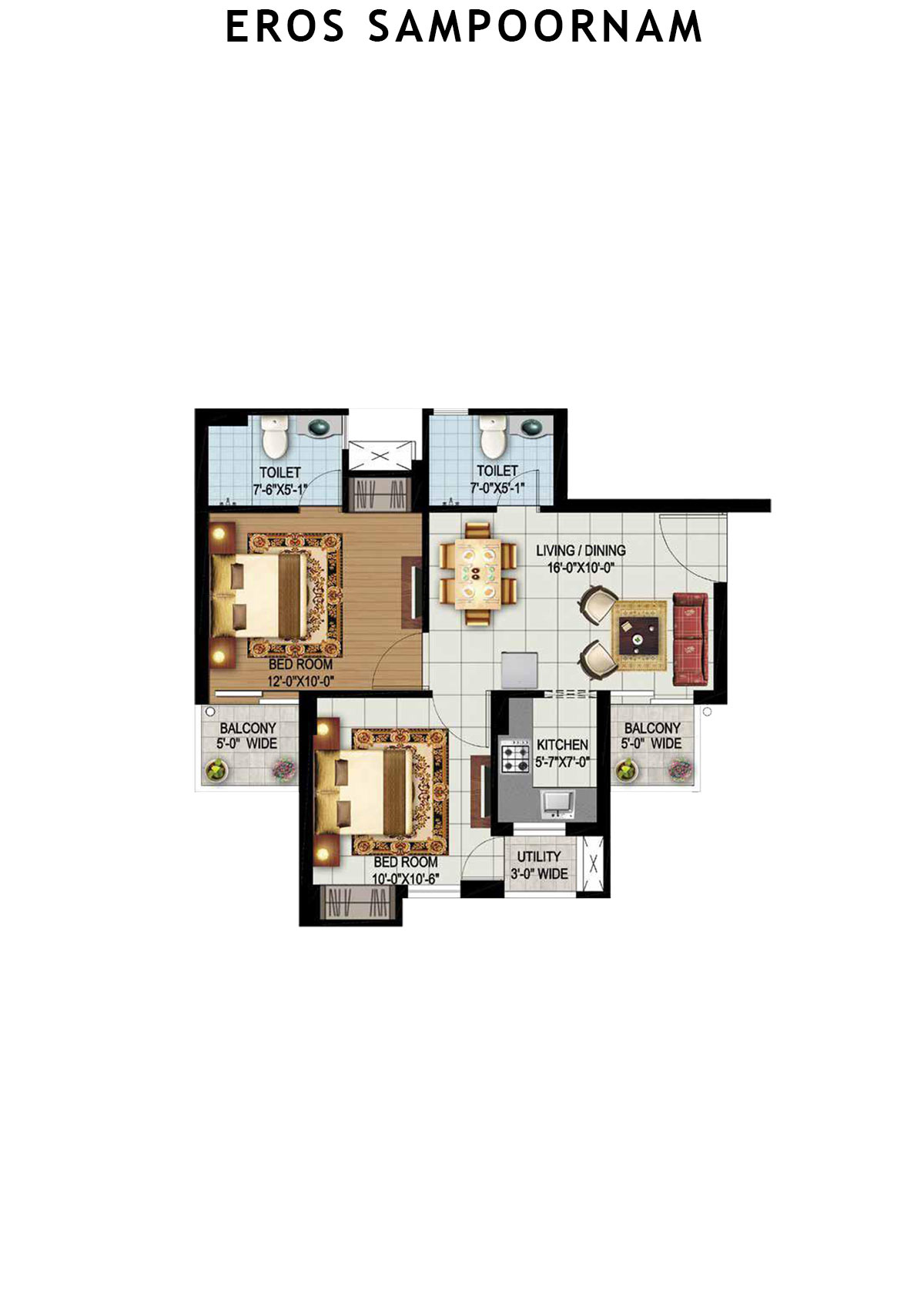 Eros Sampoornam Tower N4 Unit 6 (Type B) Floor Plan