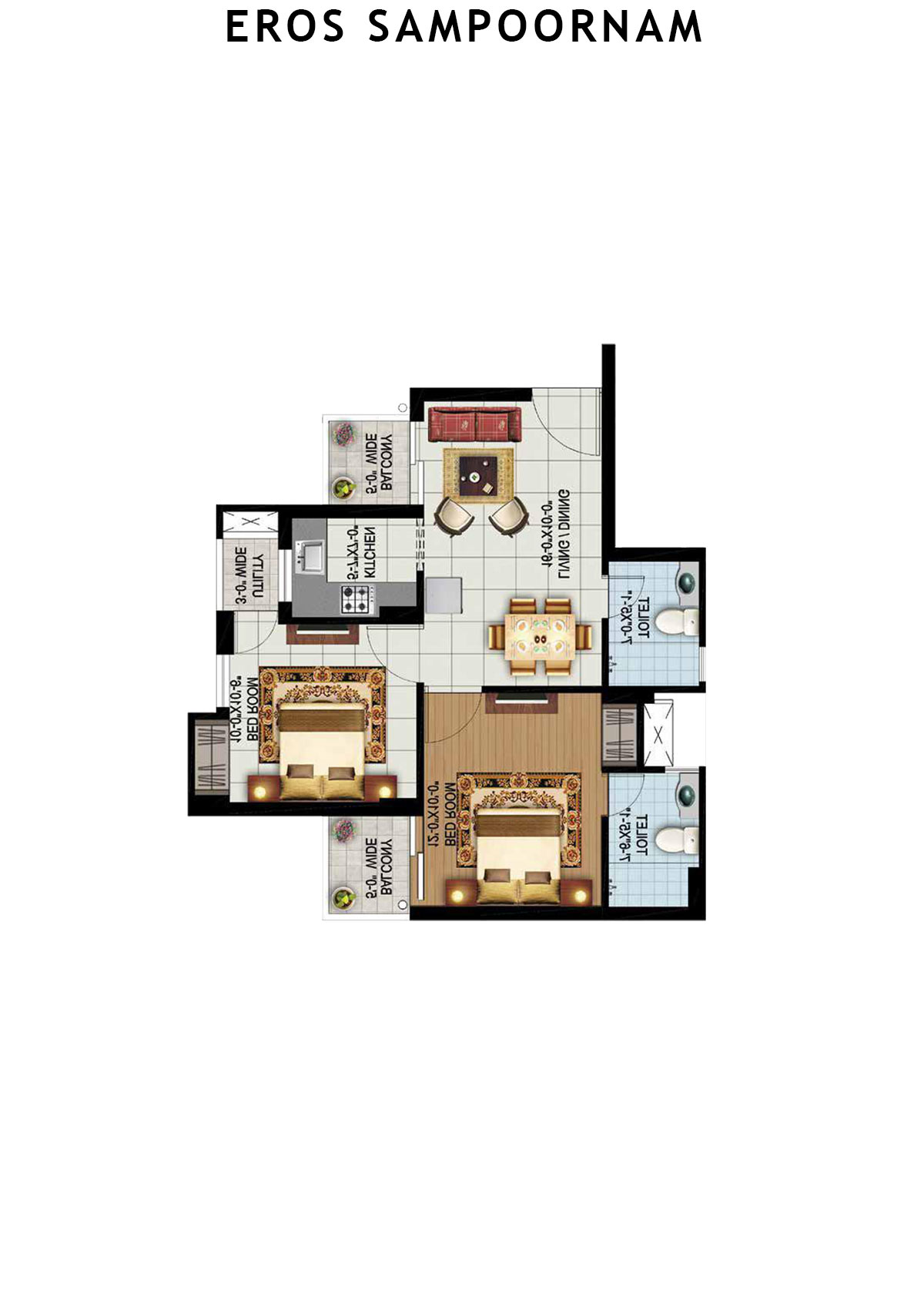 Eros Sampoornam Tower Y10 Unit 1 (Type  A) Floor Plan