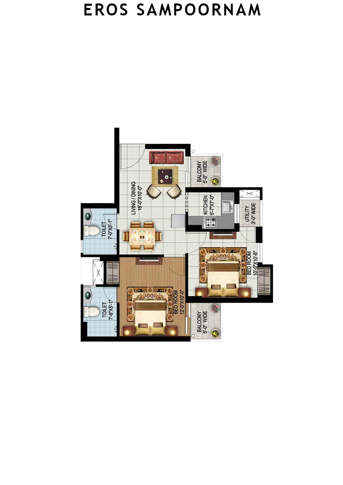 Eros Sampoornam Tower Y11 Unit 1 (Type  A) Floor Plan