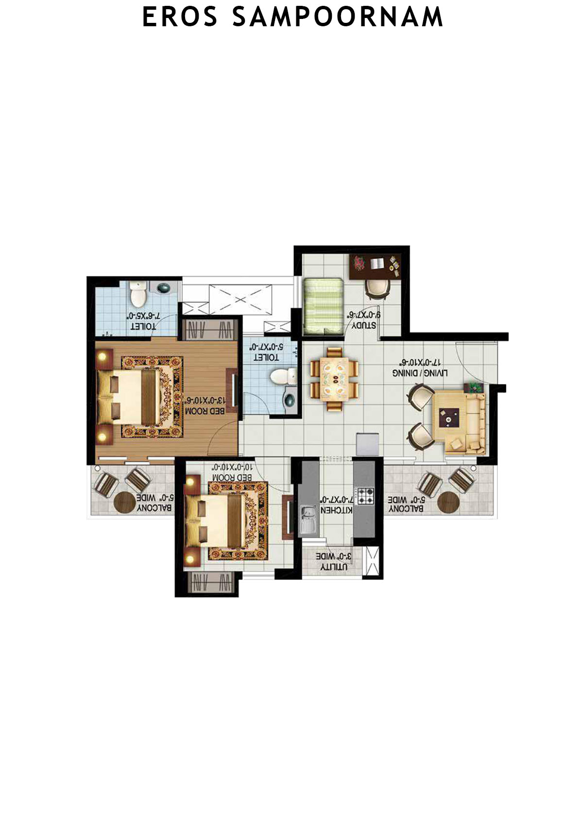 Eros Sampoornam Tower Y17 Unit 1 Floor Plan