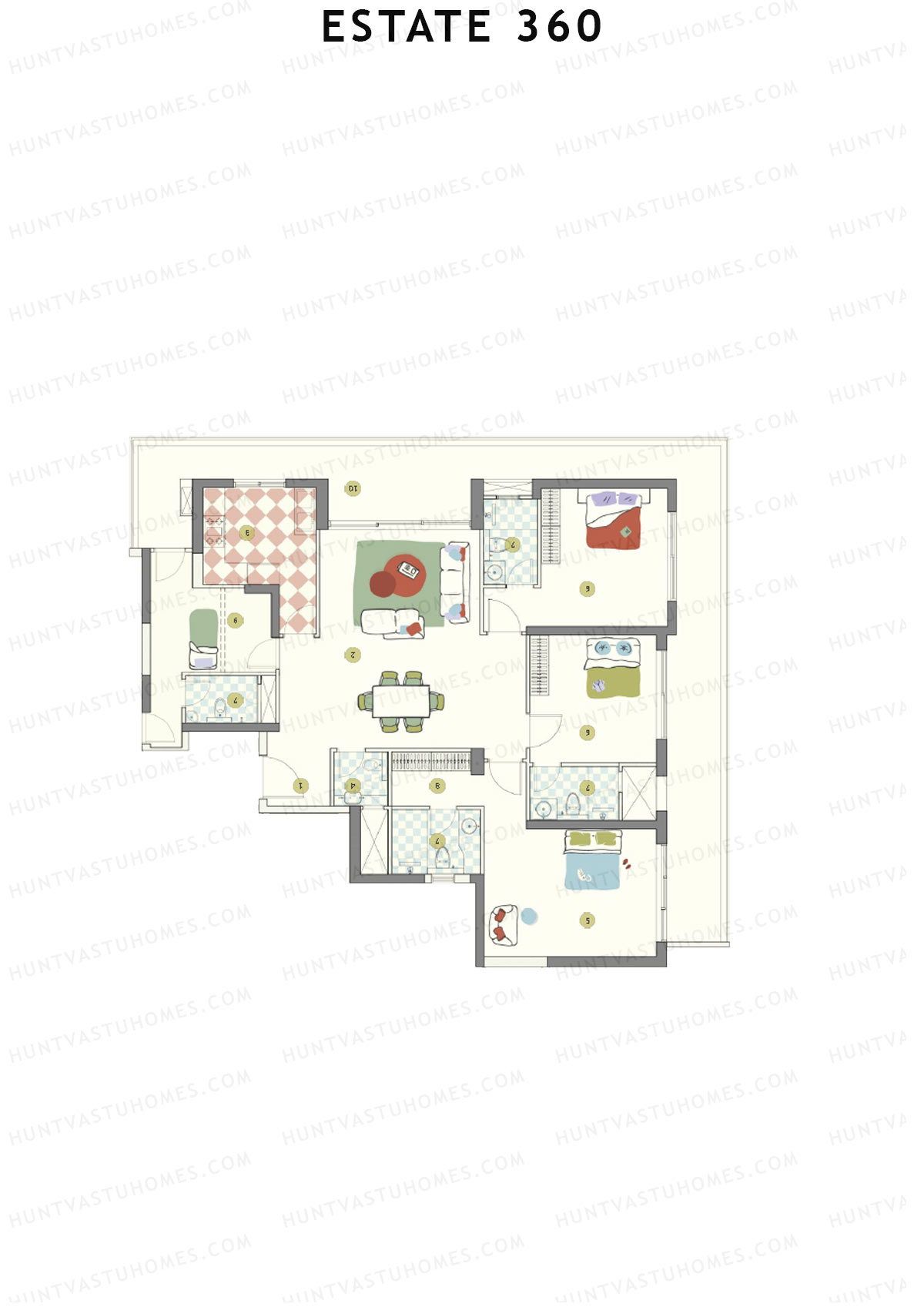 Estate 360 Tower 1 Unit 2 Floor Plan