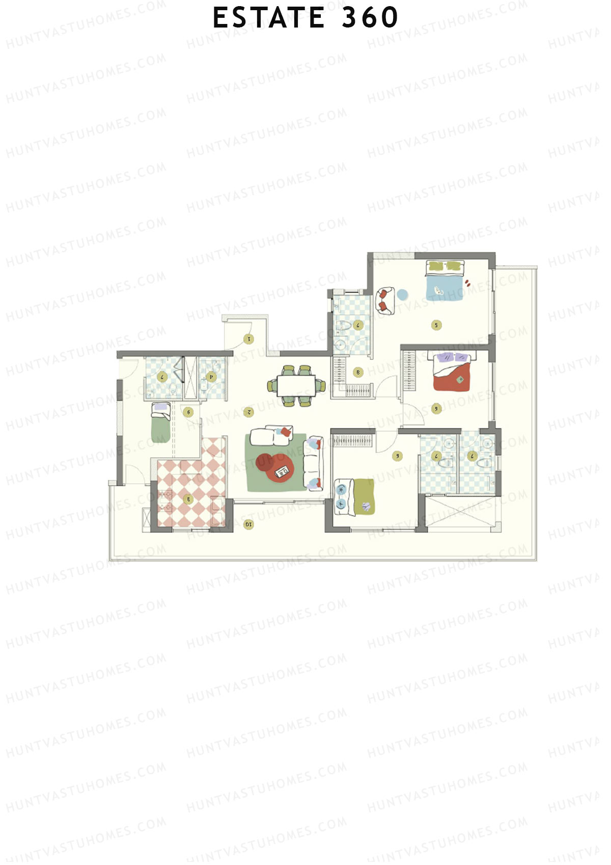 Estate 360 Tower 1 Unit 3 Floor Plan