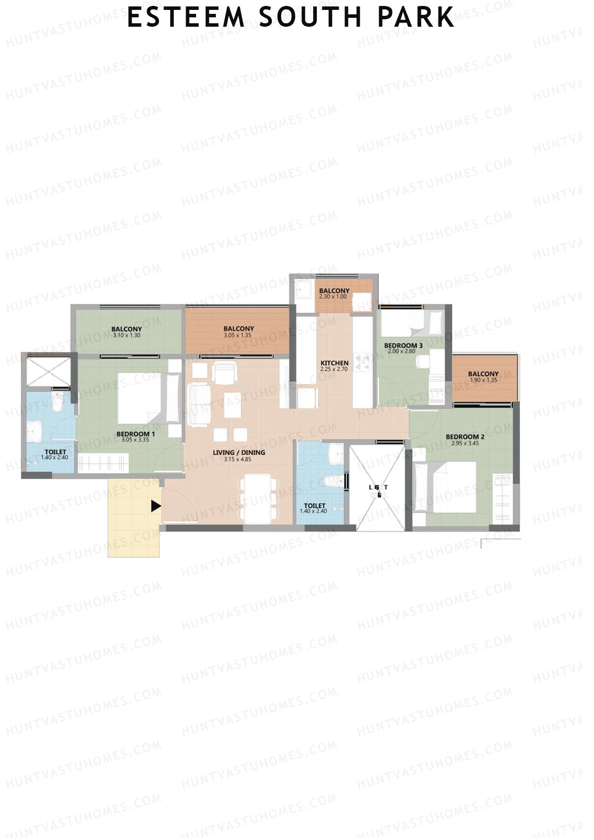 Esteem South Park Block A Unit 1 Floor Plan