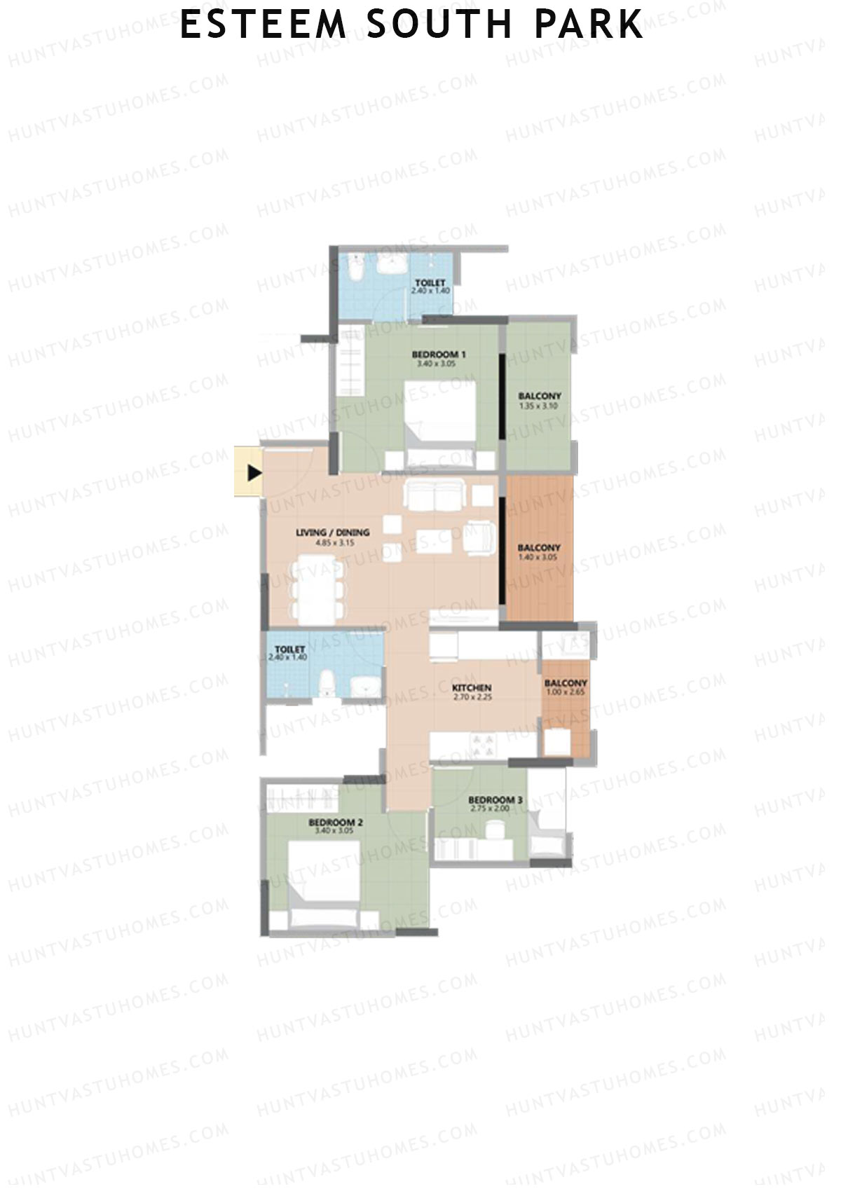 Esteem South Park Block A Unit 2 Floor Plan