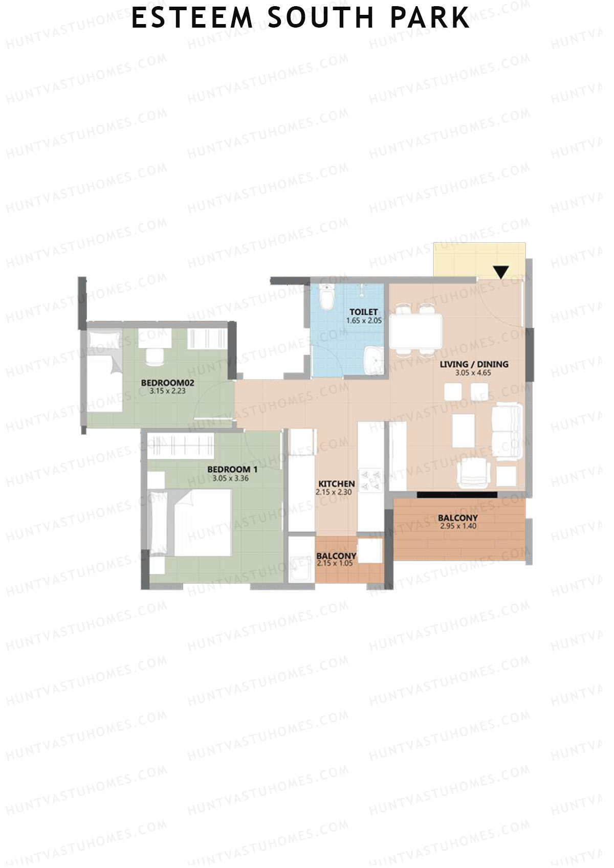 Esteem South Park Block A Unit 3 Floor Plan