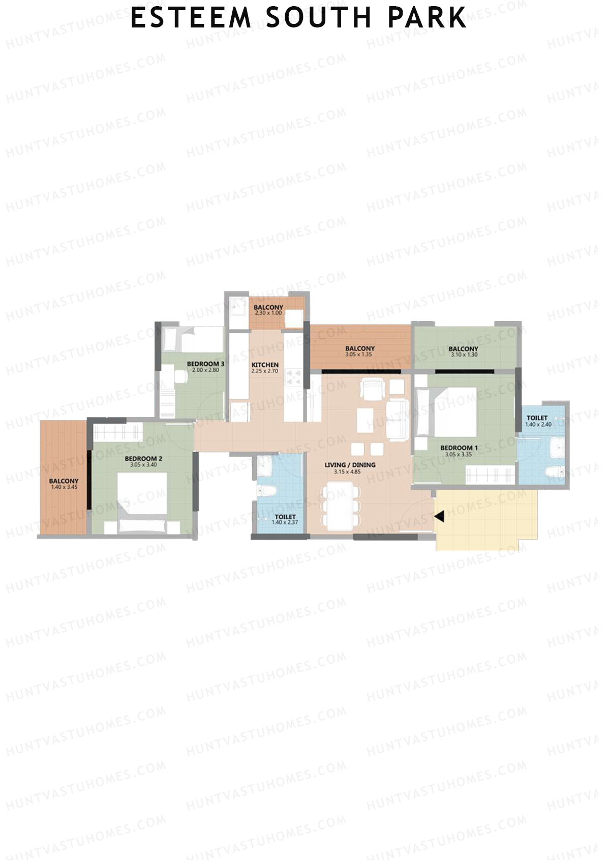 Esteem South Park Block D Unit 3 Floor Plan