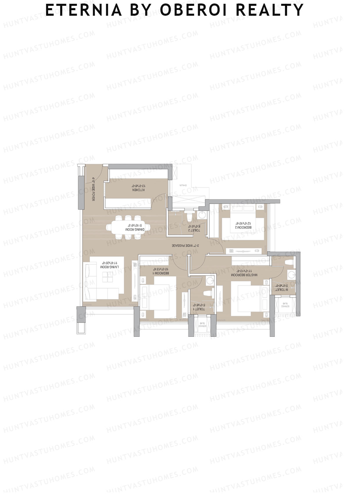 Eternia By Oberoi Realty Tower B Unit 1 Floor Plan