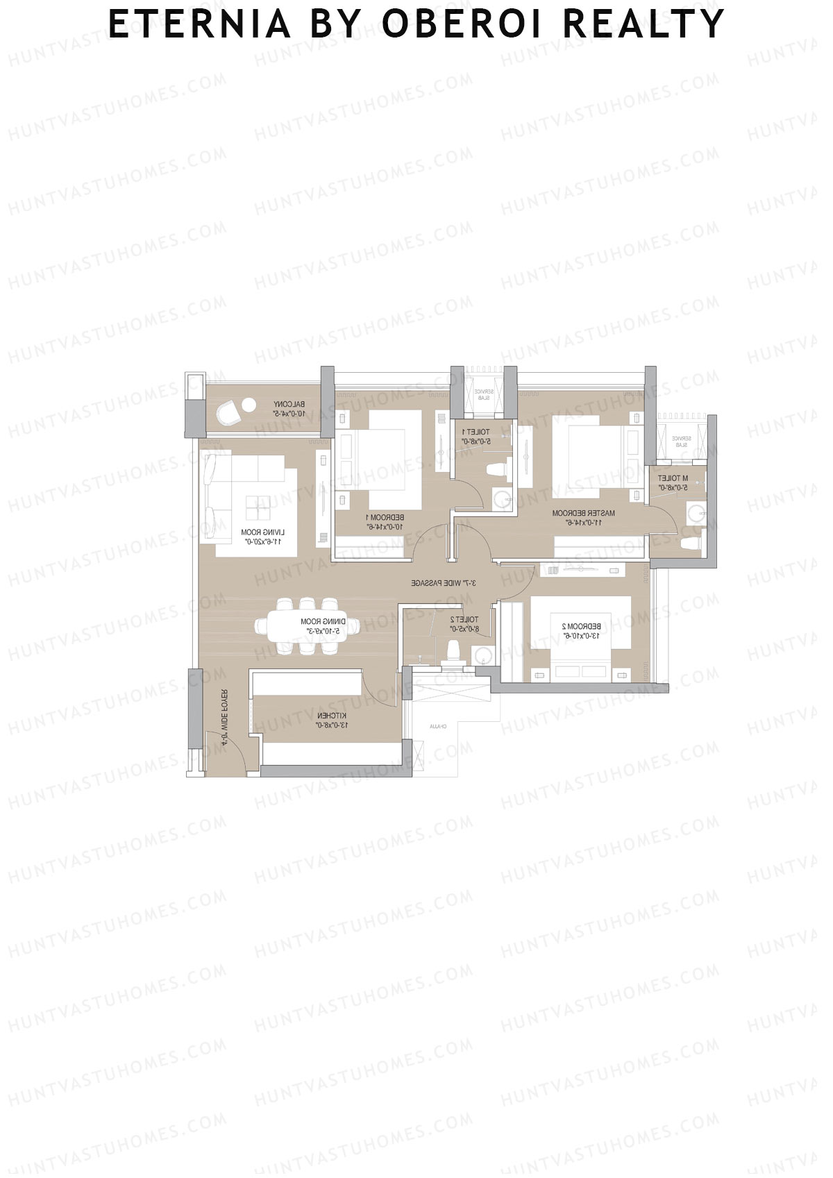 Eternia By Oberoi Realty Tower C Unit 2 Floor Plan