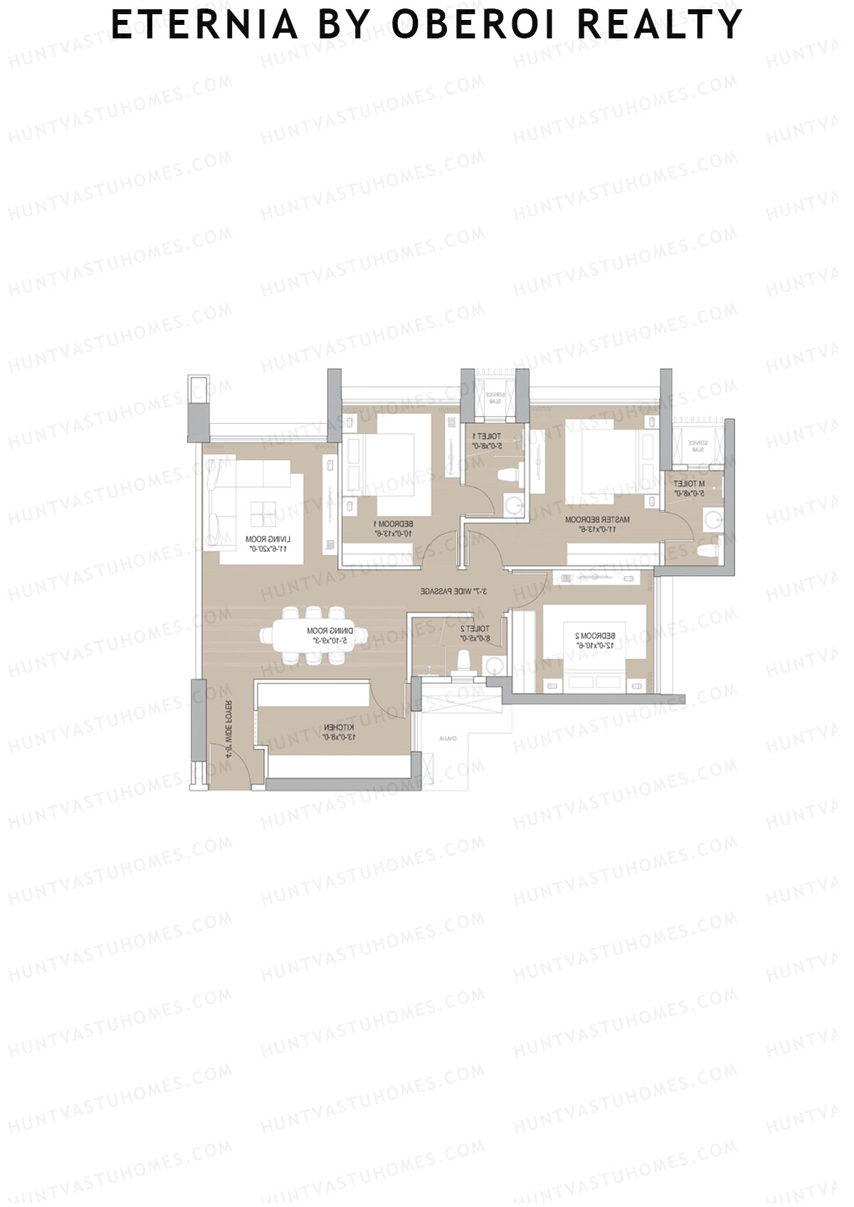 Eternia By Oberoi Realty Tower C Unit 2 Floor Plan