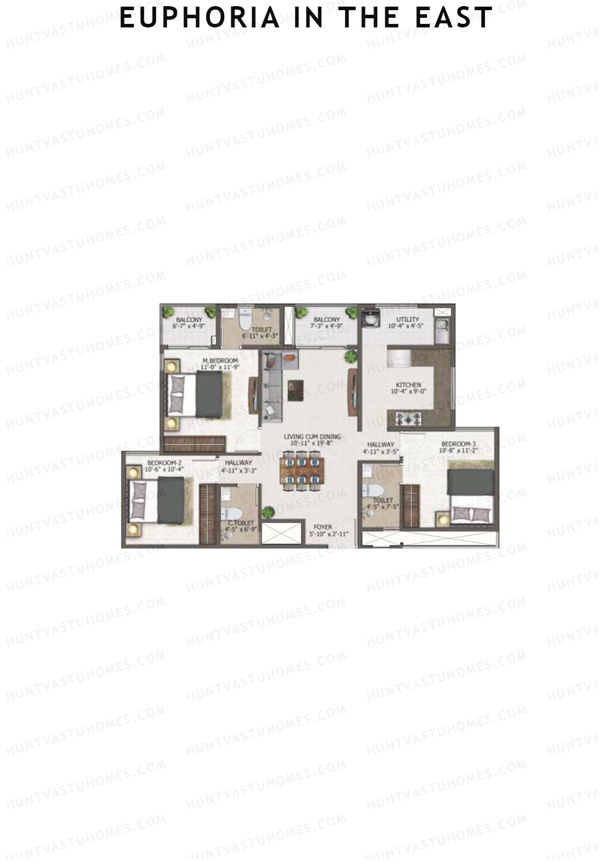 Euphoria in The East Block Experia Unit 1 (Type 1) Floor Plan