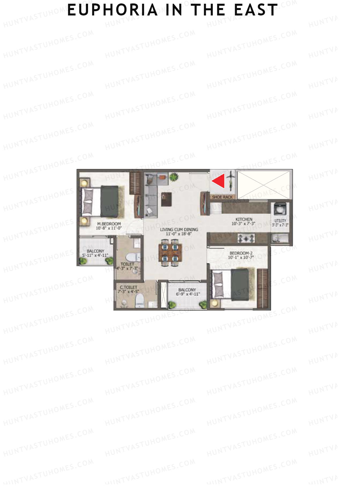 Euphoria in The East Block Experia Unit 72 (Type 2) Floor Plan