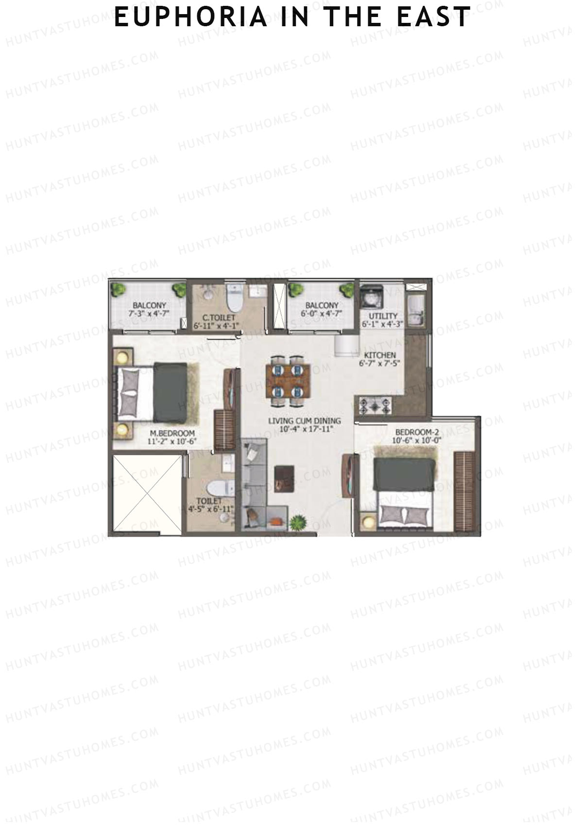 Euphoria in The East Block Experia Unit 7 (Type 3) Floor Plan