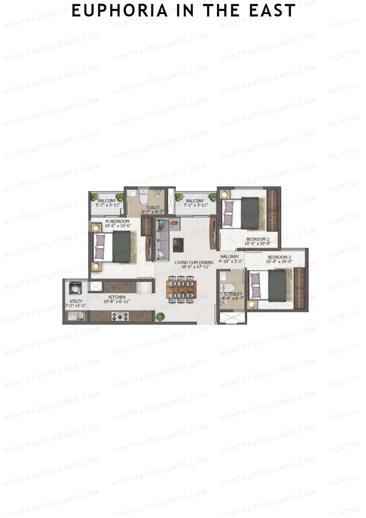 Euphoria in The East Block Experia Unit 8 (Type 3) Floor Plan