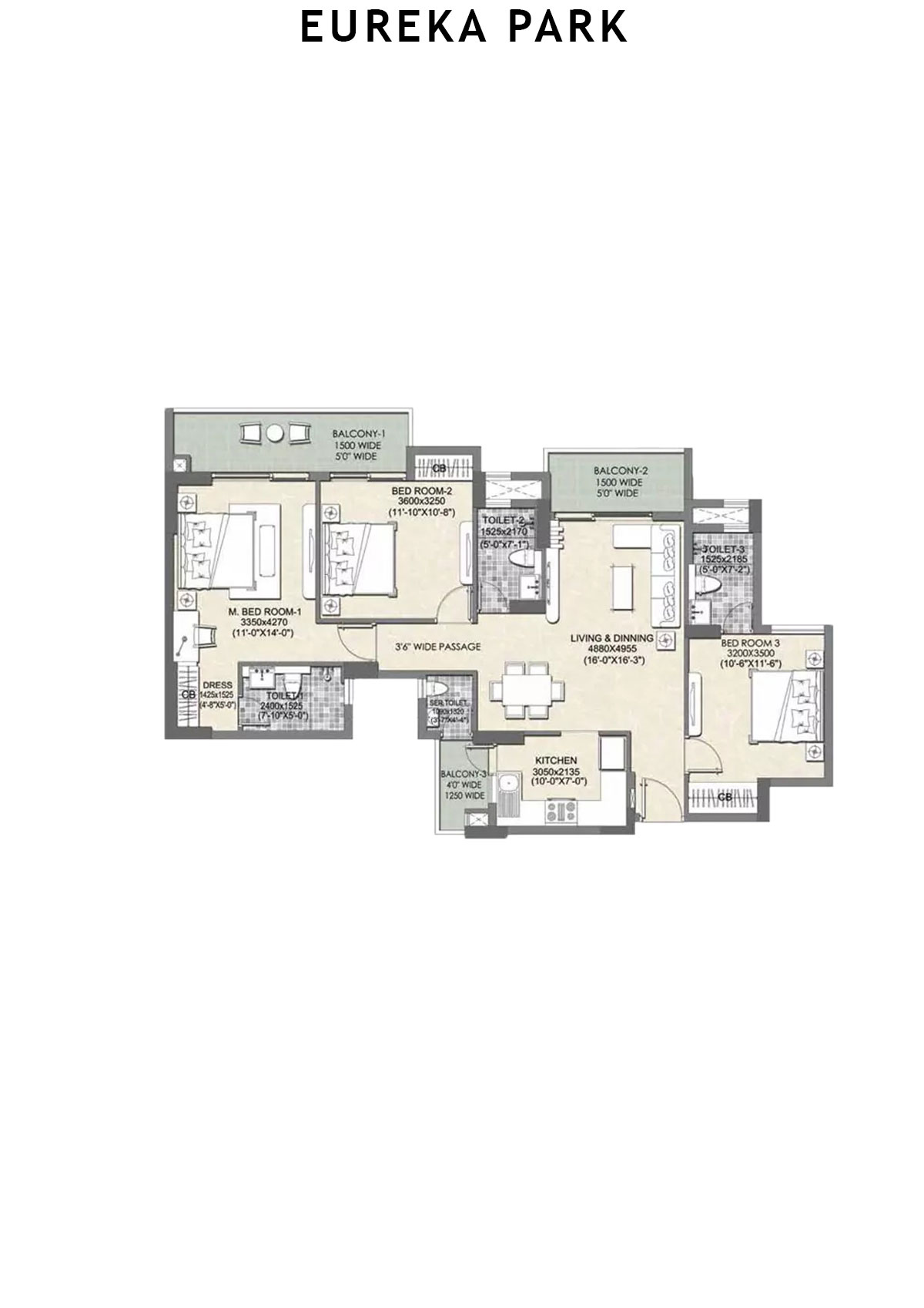 Eureka Park By Tata Value Homes Tower 16 Unit 3 (Type C) Floor Plan