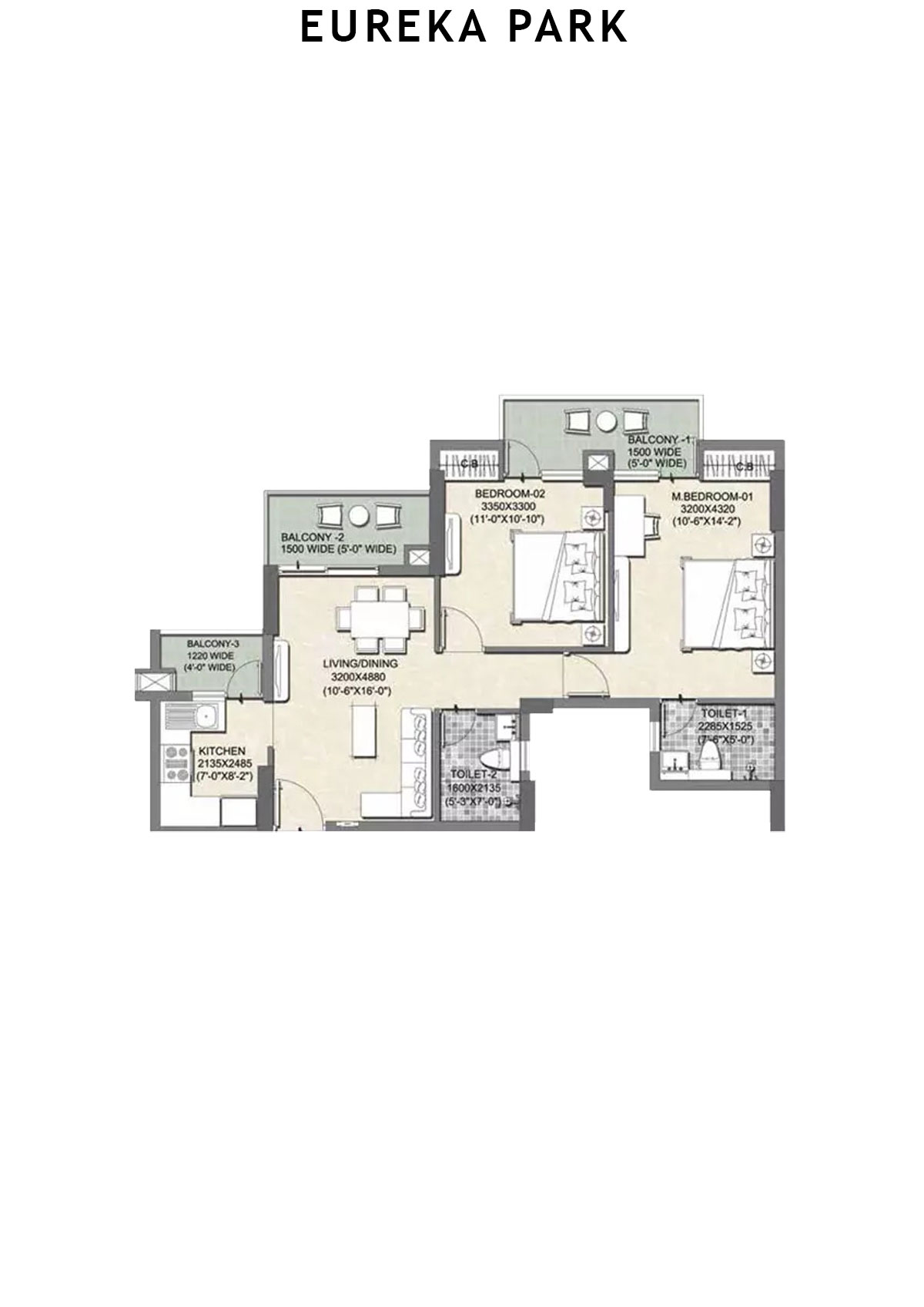 Eureka Park By Tata Value Homes Tower 1 Unit 2 (Type A) Floor Plan