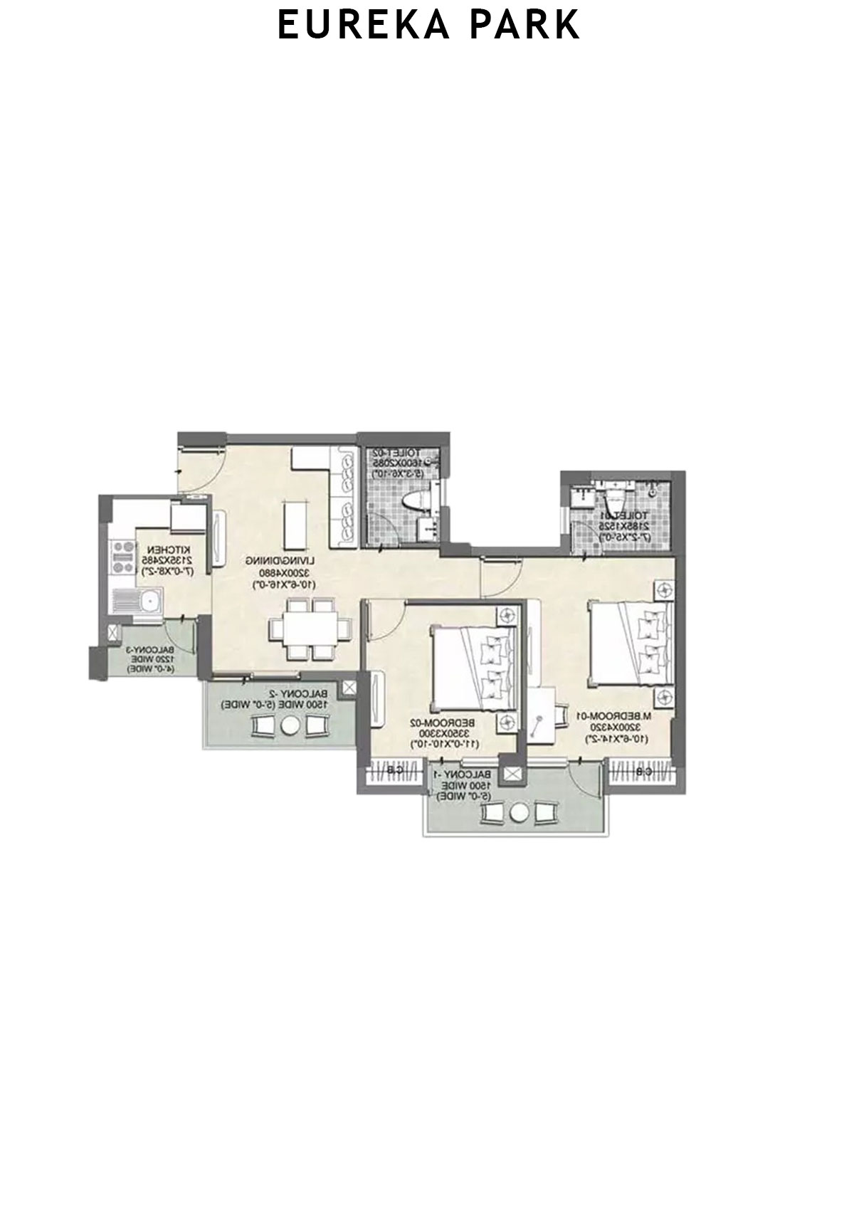 Eureka Park By Tata Value Homes Tower 1 Unit 4 (Type A) Floor Plan