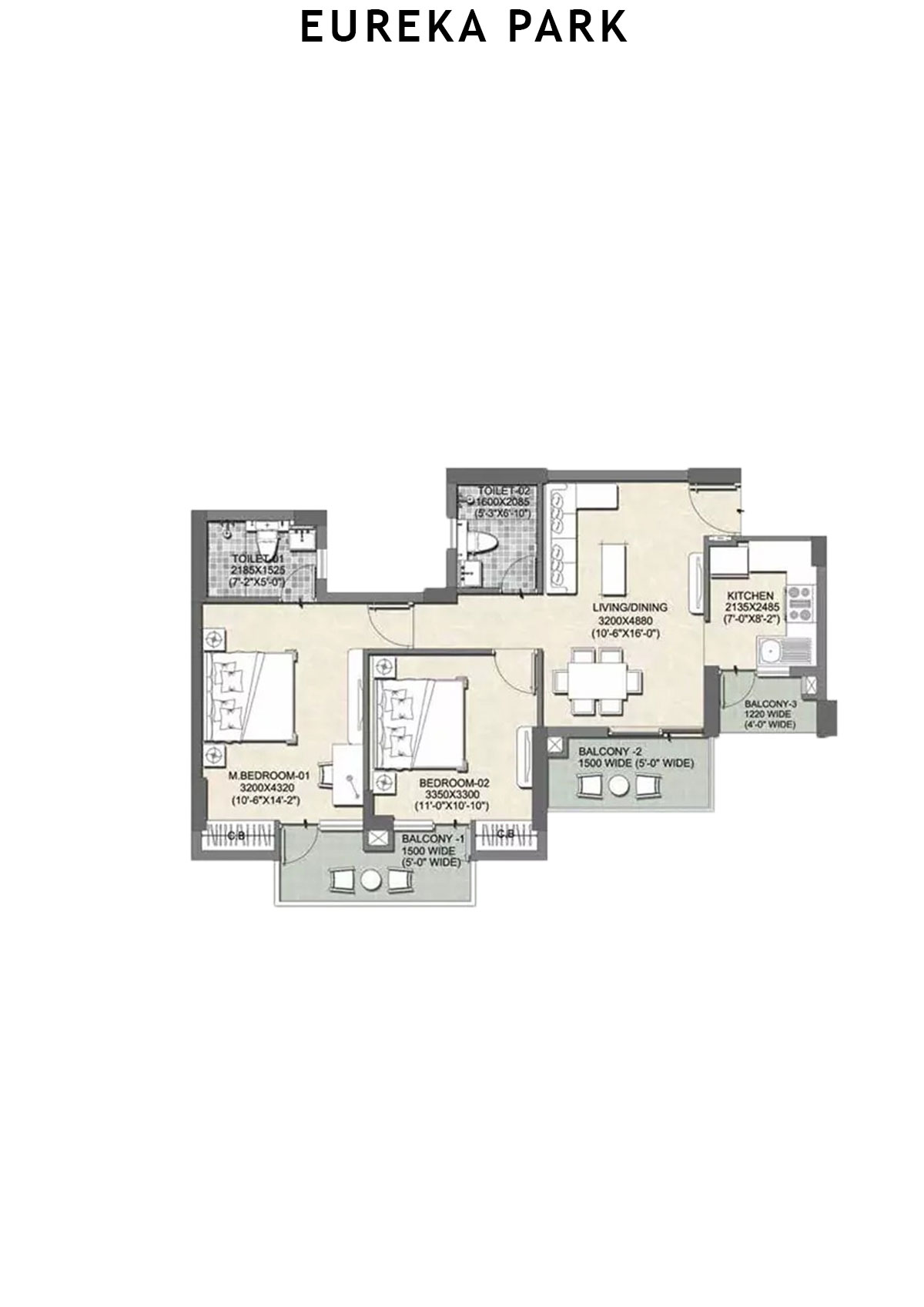 Eureka Park By Tata Value Homes Tower 1 Unit 5 (Type A) Floor Plan