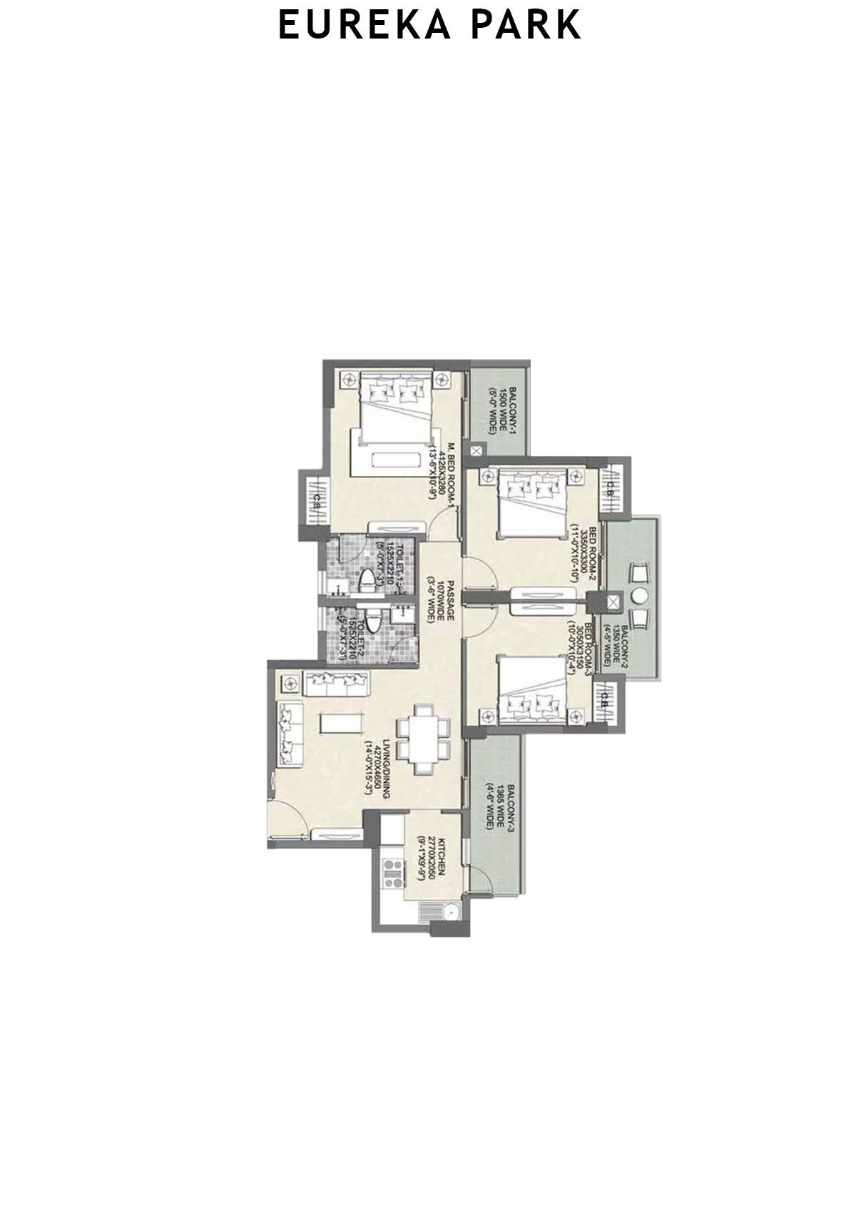 Eureka Park By Tata Value Homes Tower 8 Unit 1 (Type B) Floor Plan