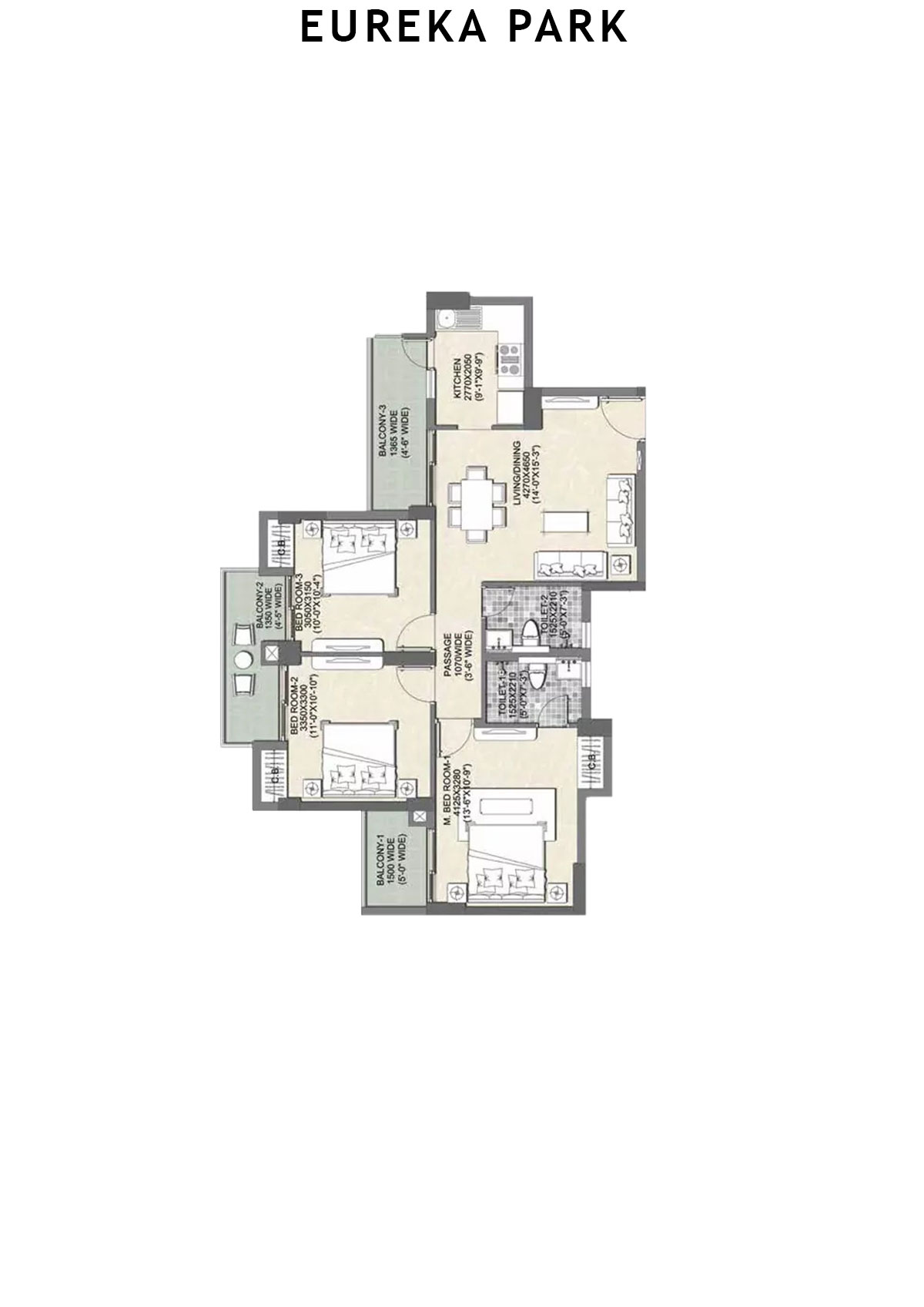 Eureka Park By Tata Value Homes Tower 8 Unit 3 (Type B) Floor Plan