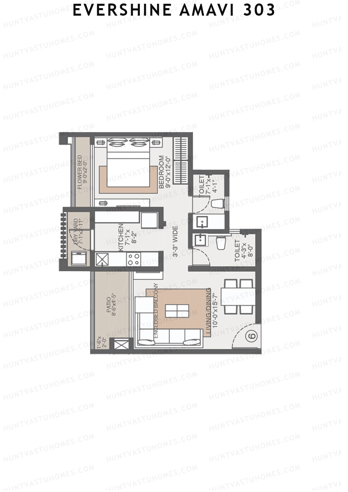 Evershine Amavi 303 Tower 21 Unit 2 (Type 2) Floor Plan