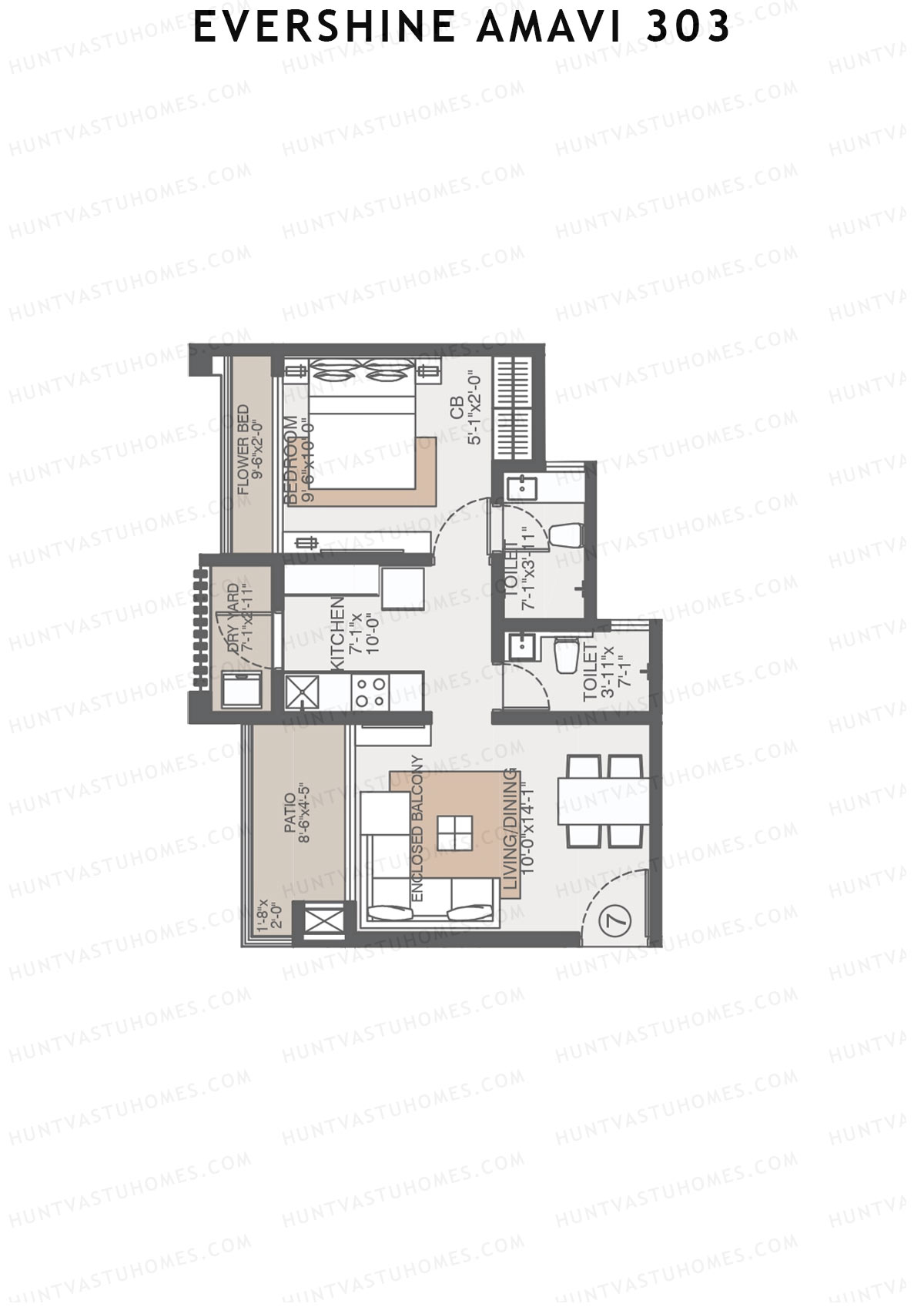 Evershine Amavi 303 Tower 21 Unit 3 (Type 1) Floor Plan