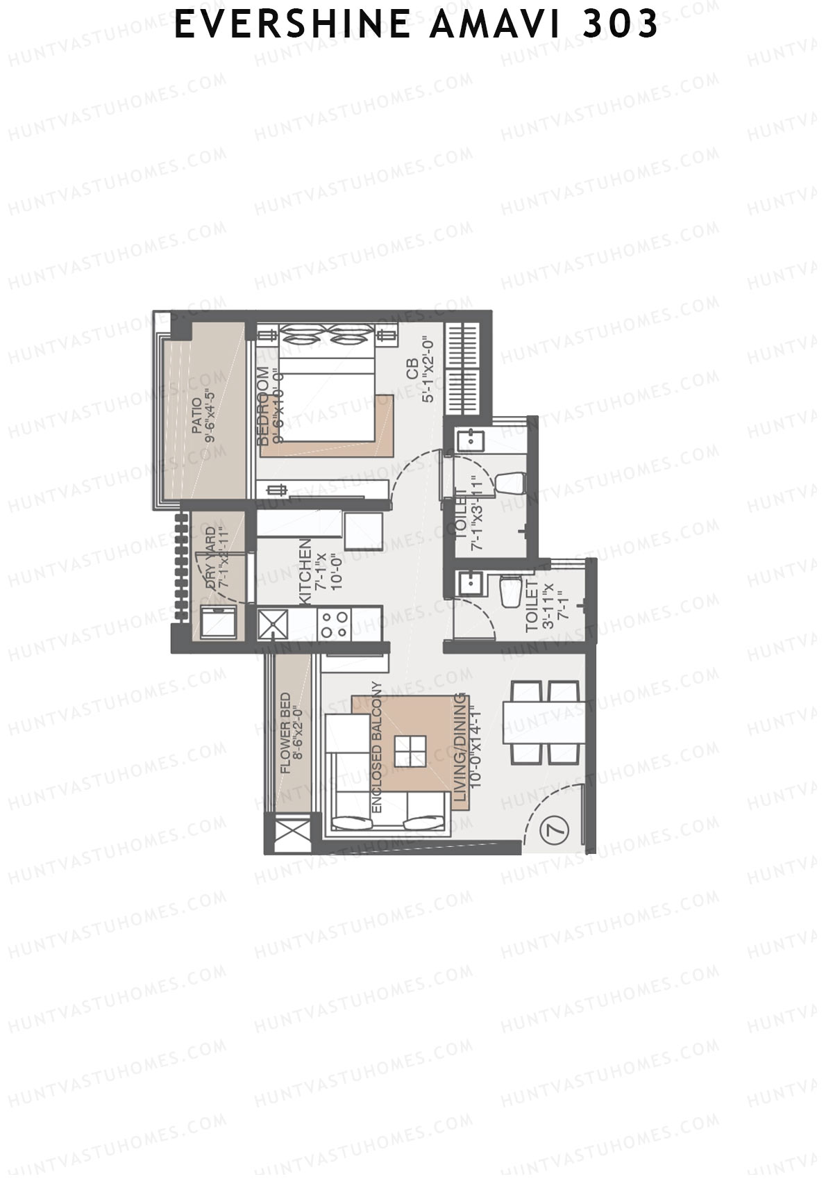 Evershine Amavi 303 Tower 21 Unit 3 (Type 3) Floor Plan