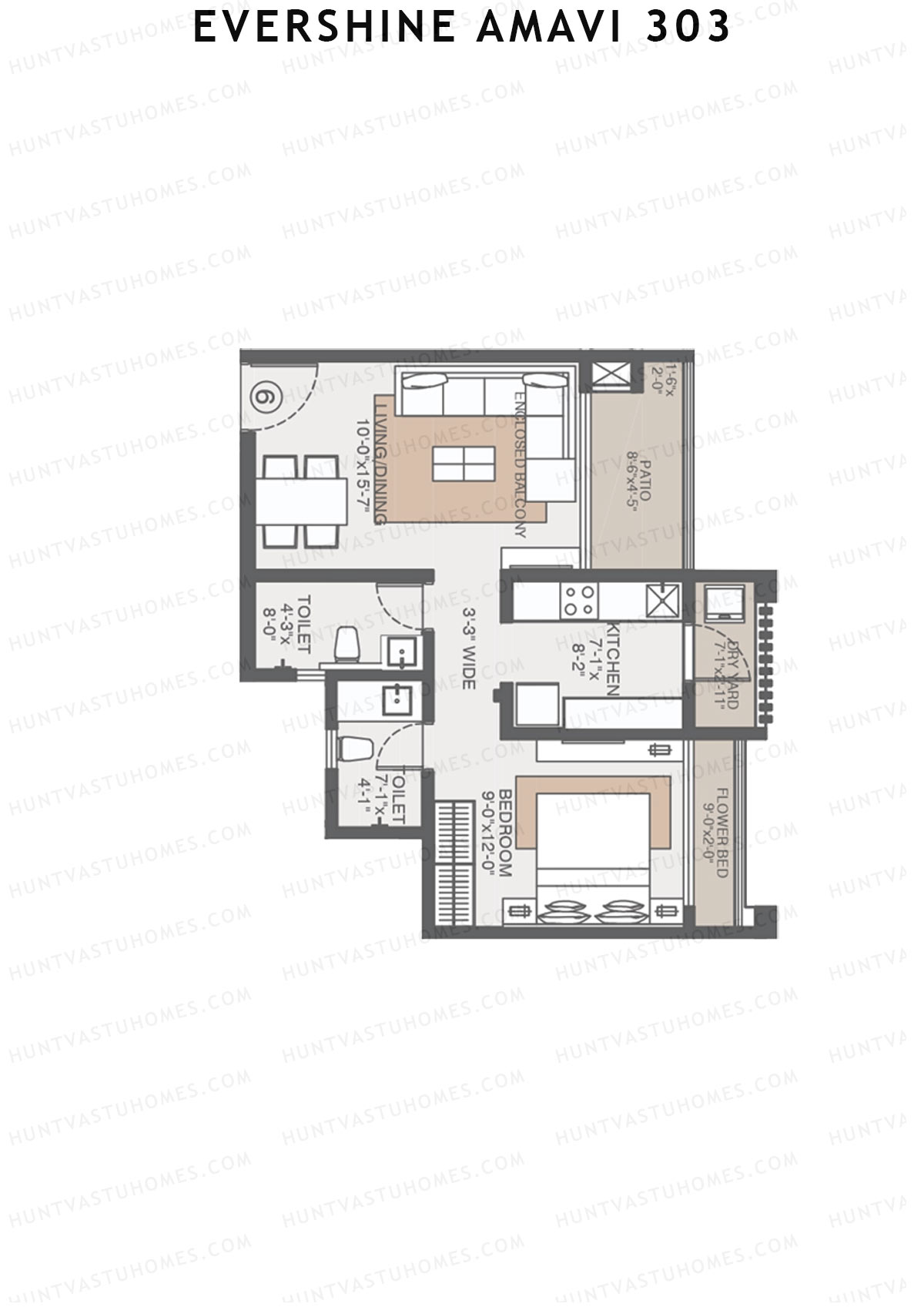 Evershine Amavi 303 Tower 21 Unit 6 (Type 2) Floor Plan