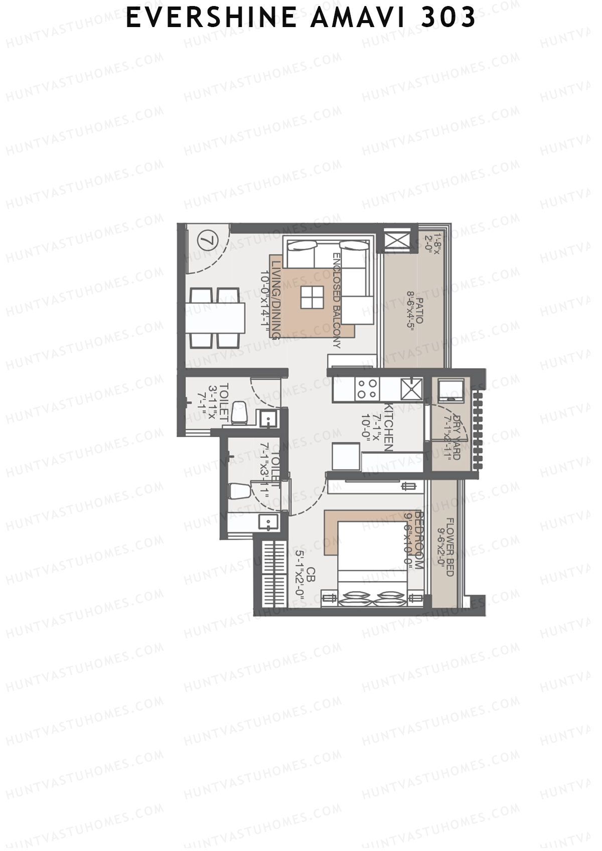Evershine Amavi 303 Tower 21 Unit 7 (Type 1) Floor Plan