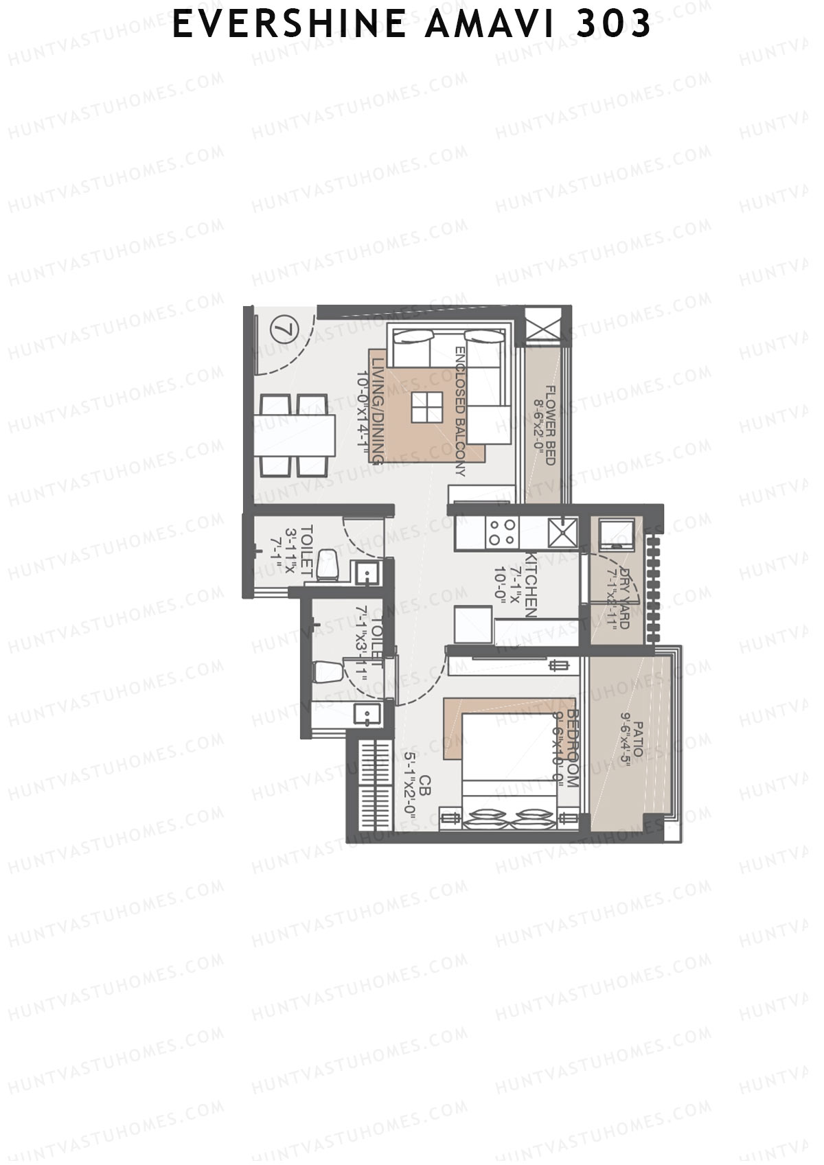 Evershine Amavi 303 Tower 21 Unit 7 (Type 3) Floor Plan