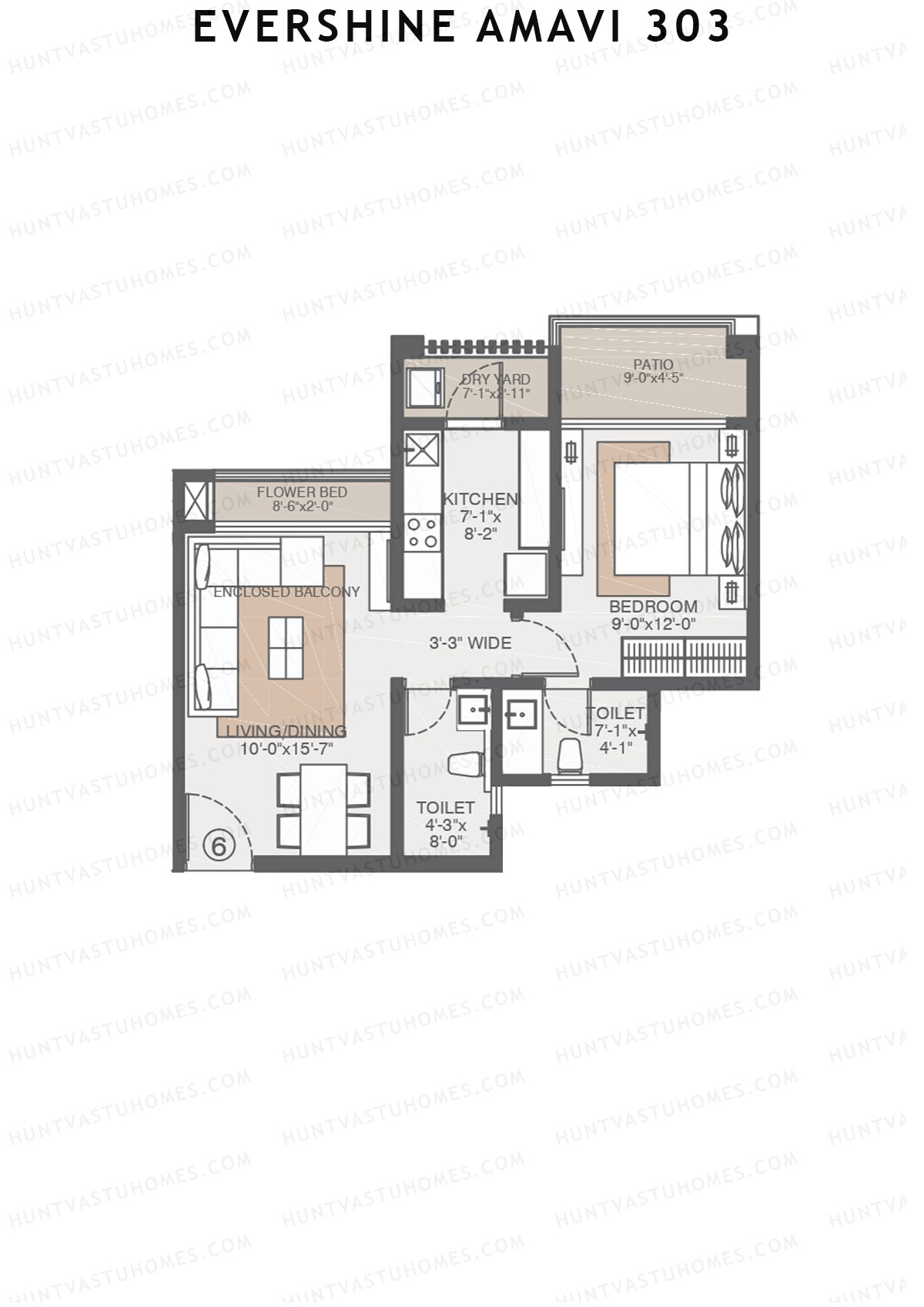 Evershine Amavi 303 Tower 22 Unit 6 (Type 4) Floor Plan