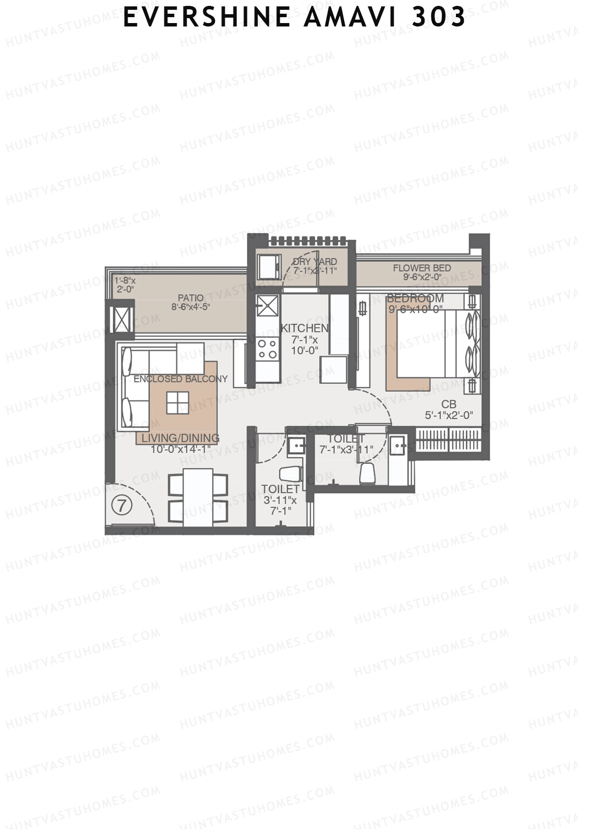 Evershine Amavi 303 Tower 22 Unit 7 (Type 1) Floor Plan