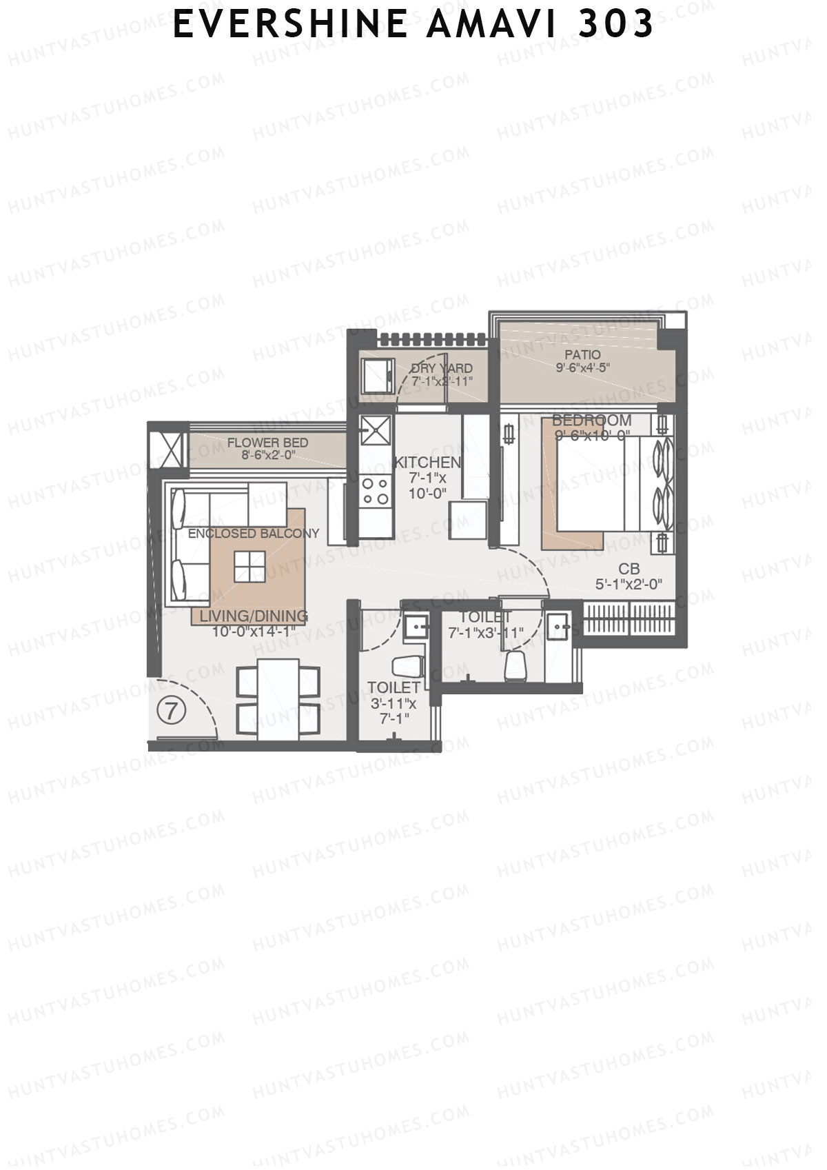 Evershine Amavi 303 Tower 23 Unit 7 (Type 3) Floor Plan