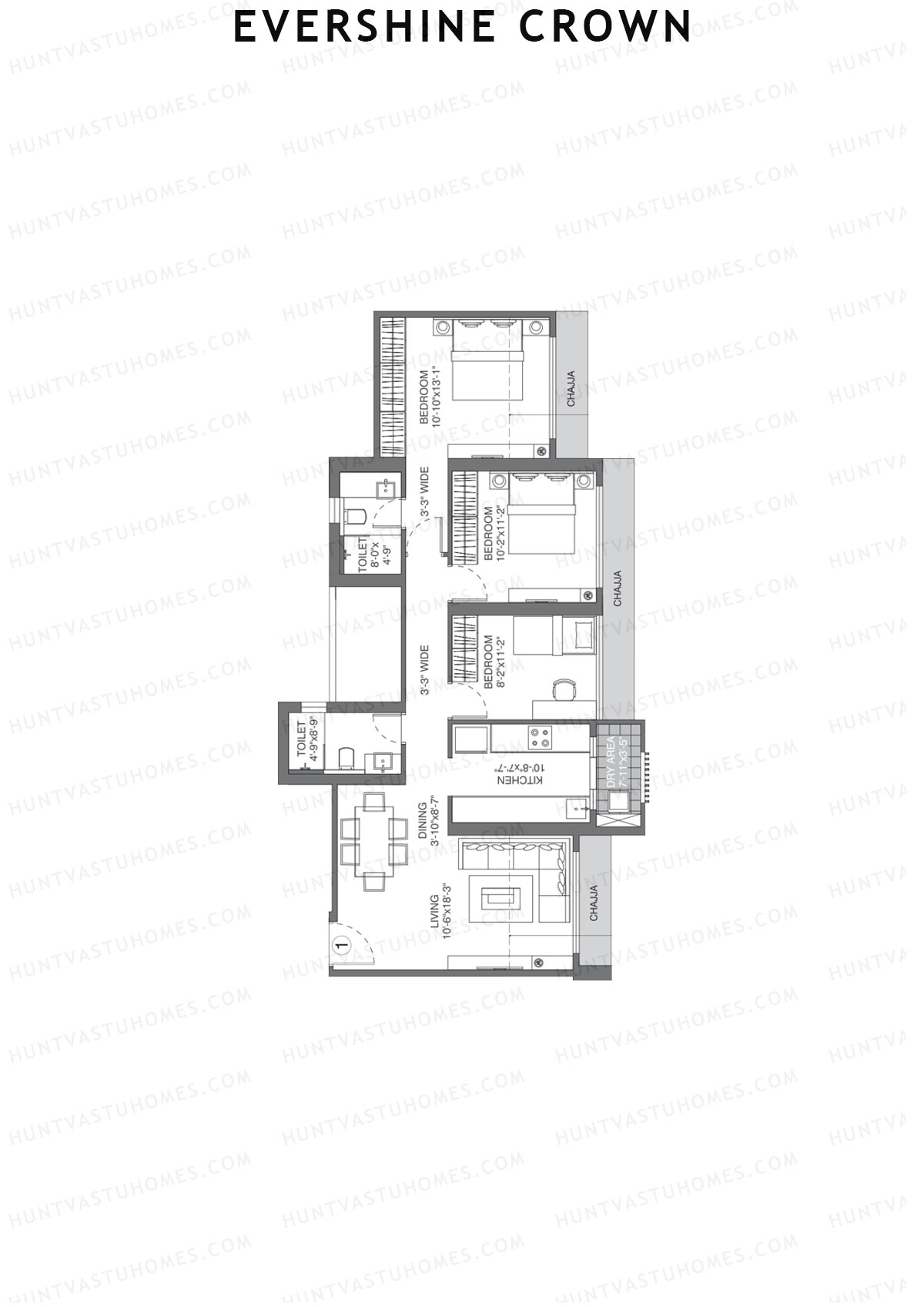 Evershine Crown Wing A Unit 1 Floor Plan