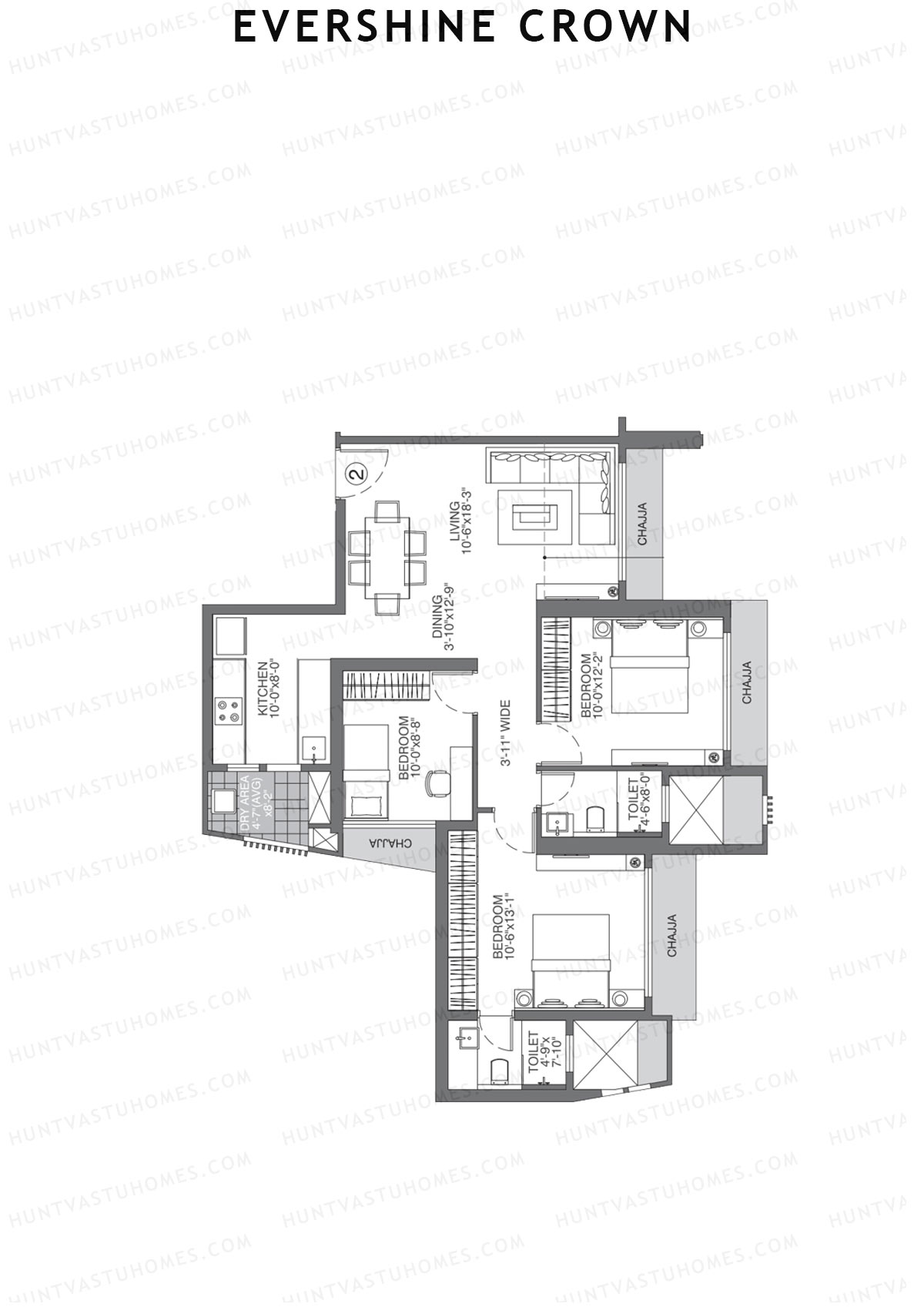 Evershine Crown Wing A Unit 2 Floor Plan