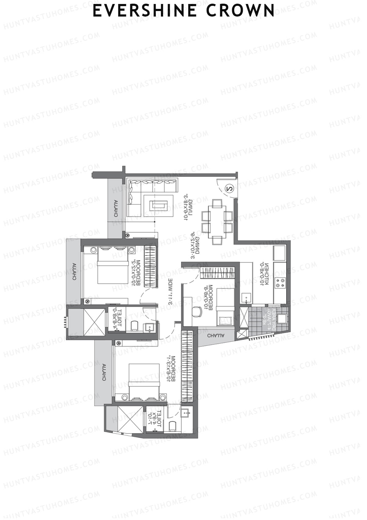 Evershine Crown Wing A Unit 3 Floor Plan