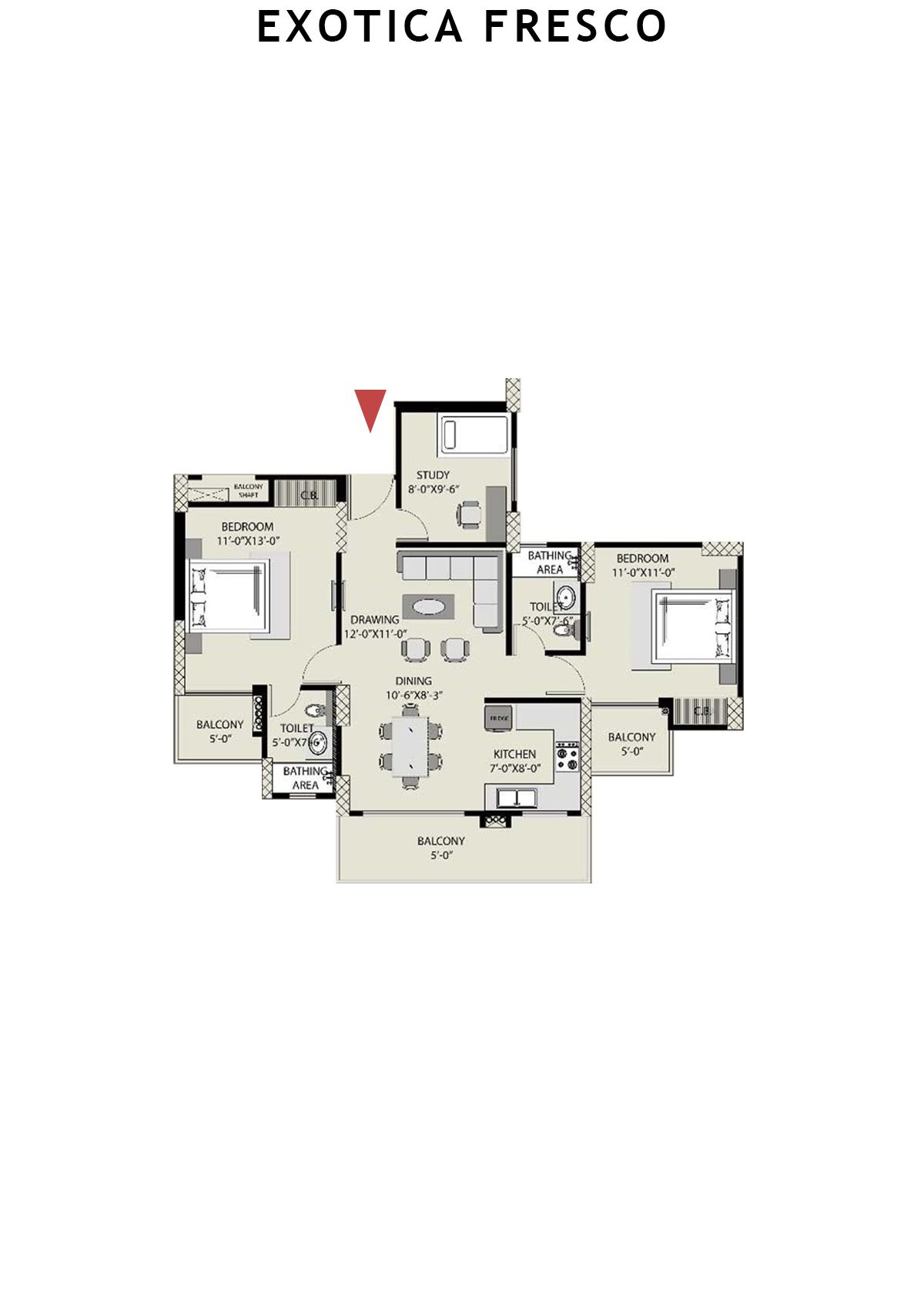 Exotica Fresco Tower A Unit 105 Floor Plan