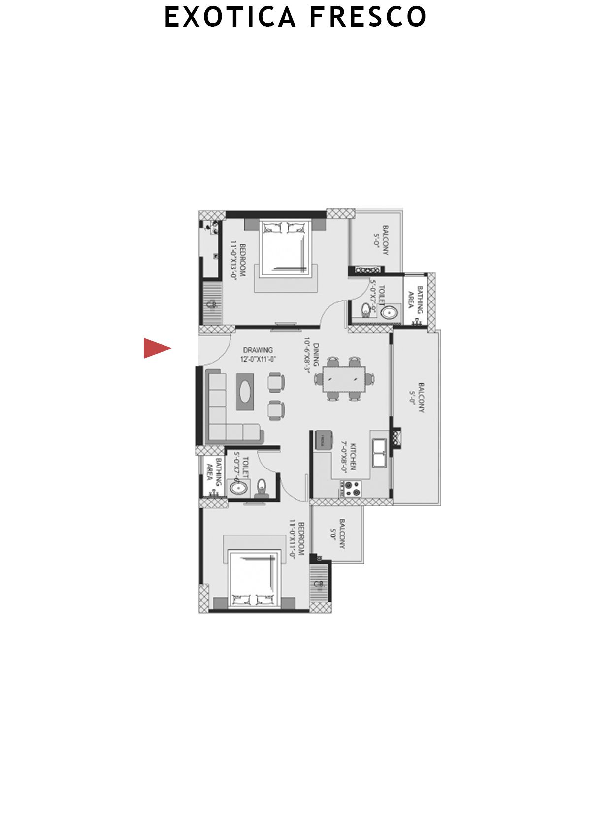 Exotica Fresco Tower C Unit 105 Floor Plan