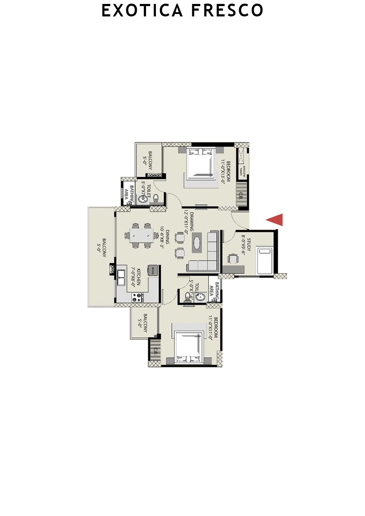 Exotica Fresco Tower C Unit 106 Floor Plan