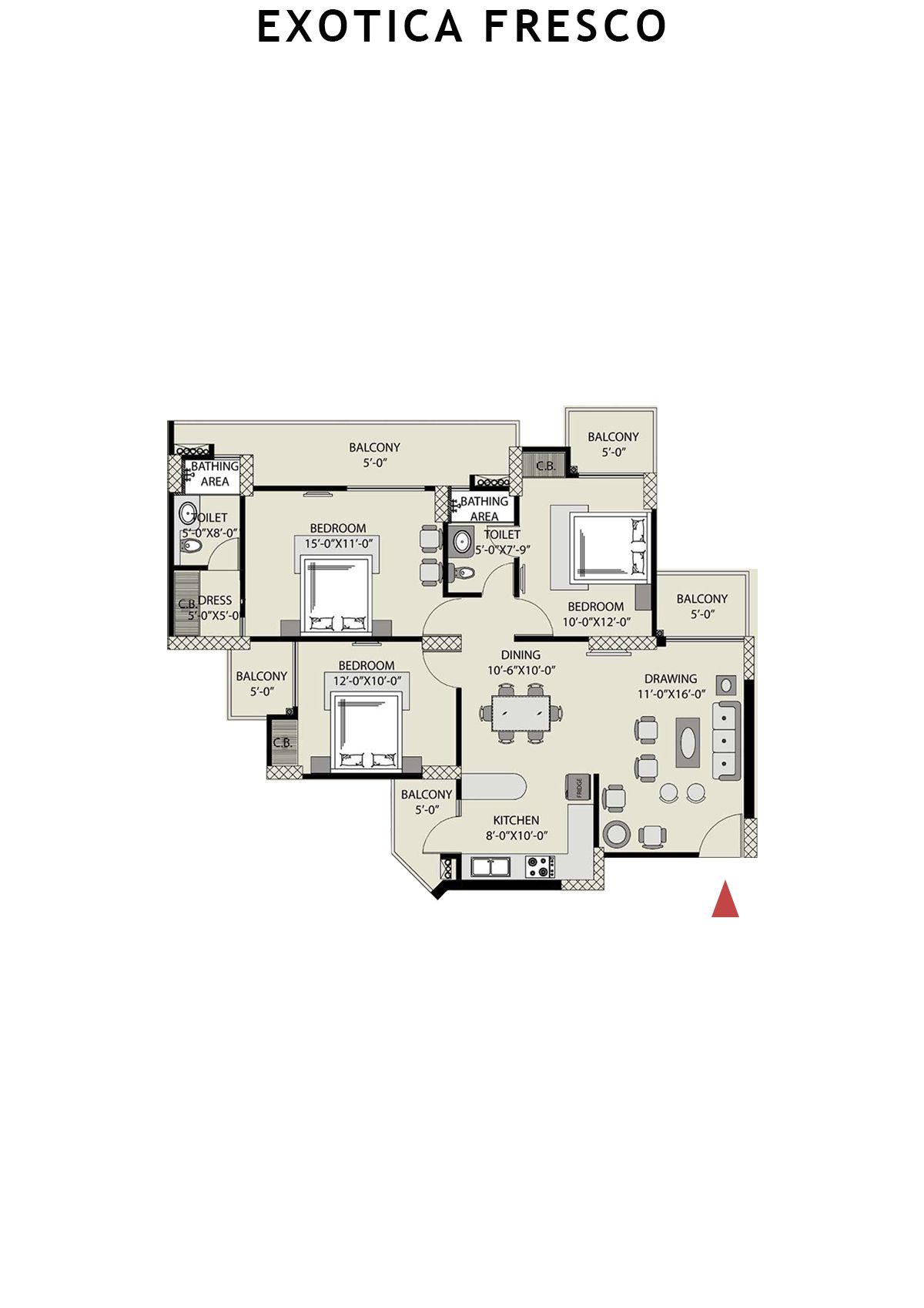 Exotica Fresco Tower C Unit 102 Floor Plan