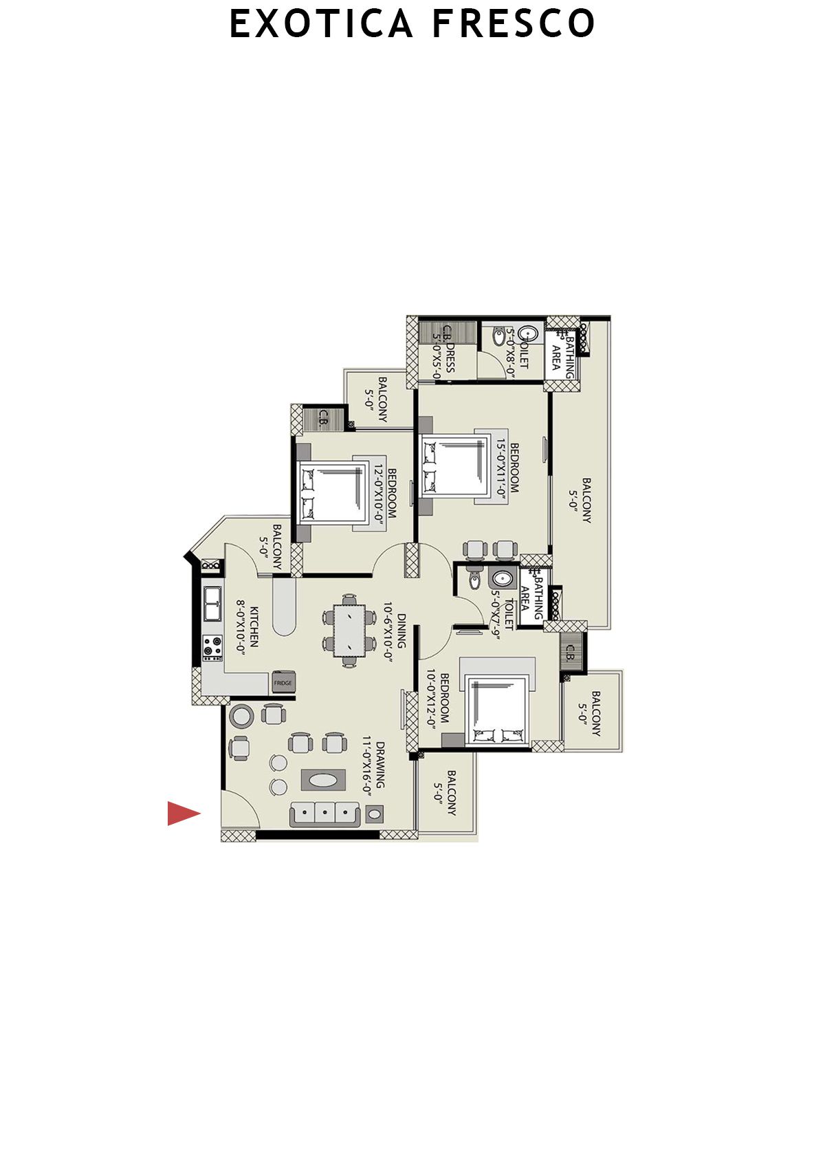Exotica Fresco Tower C Unit 104 Floor Plan