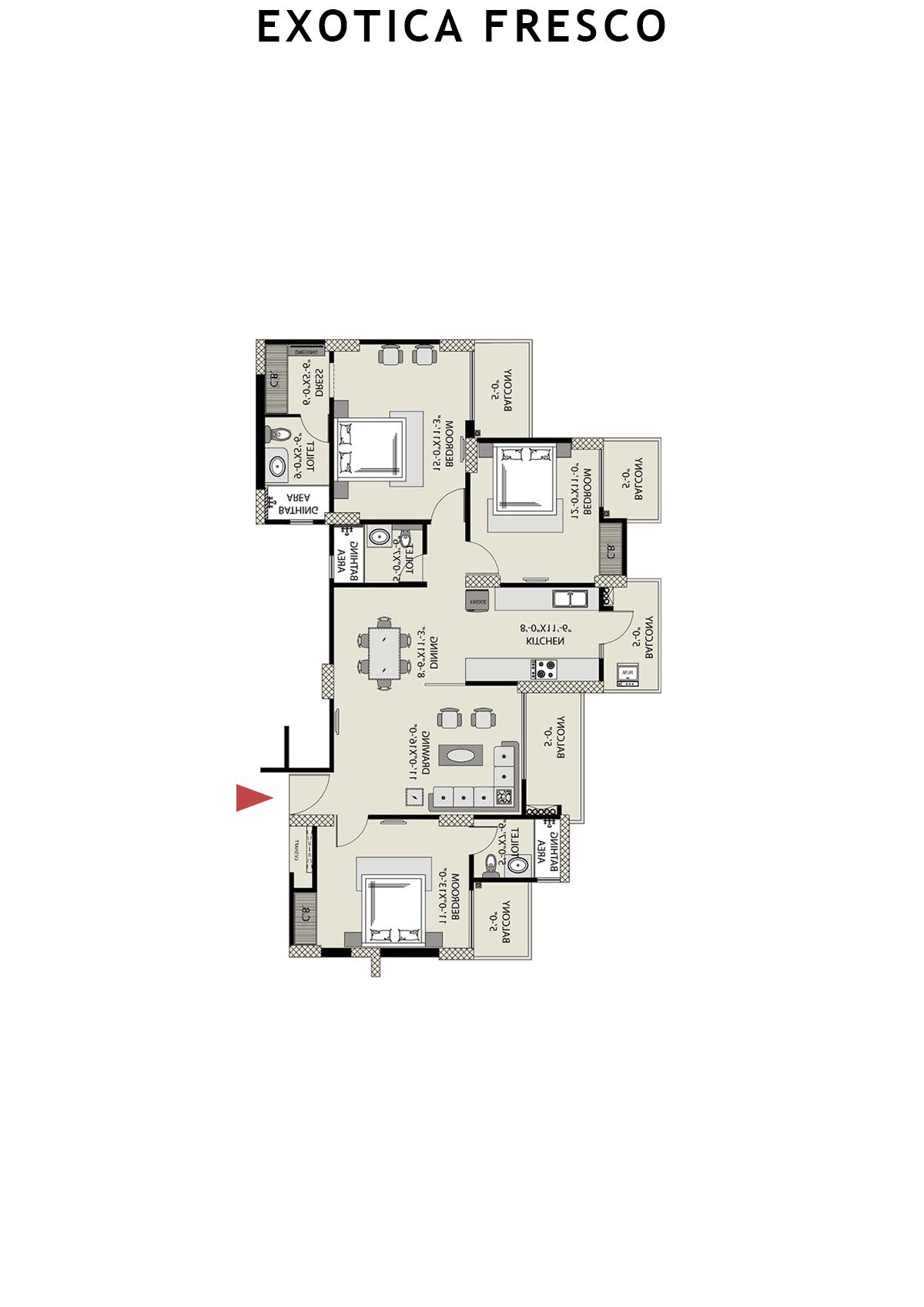 Exotica Fresco Tower D Unit 102 Floor Plan