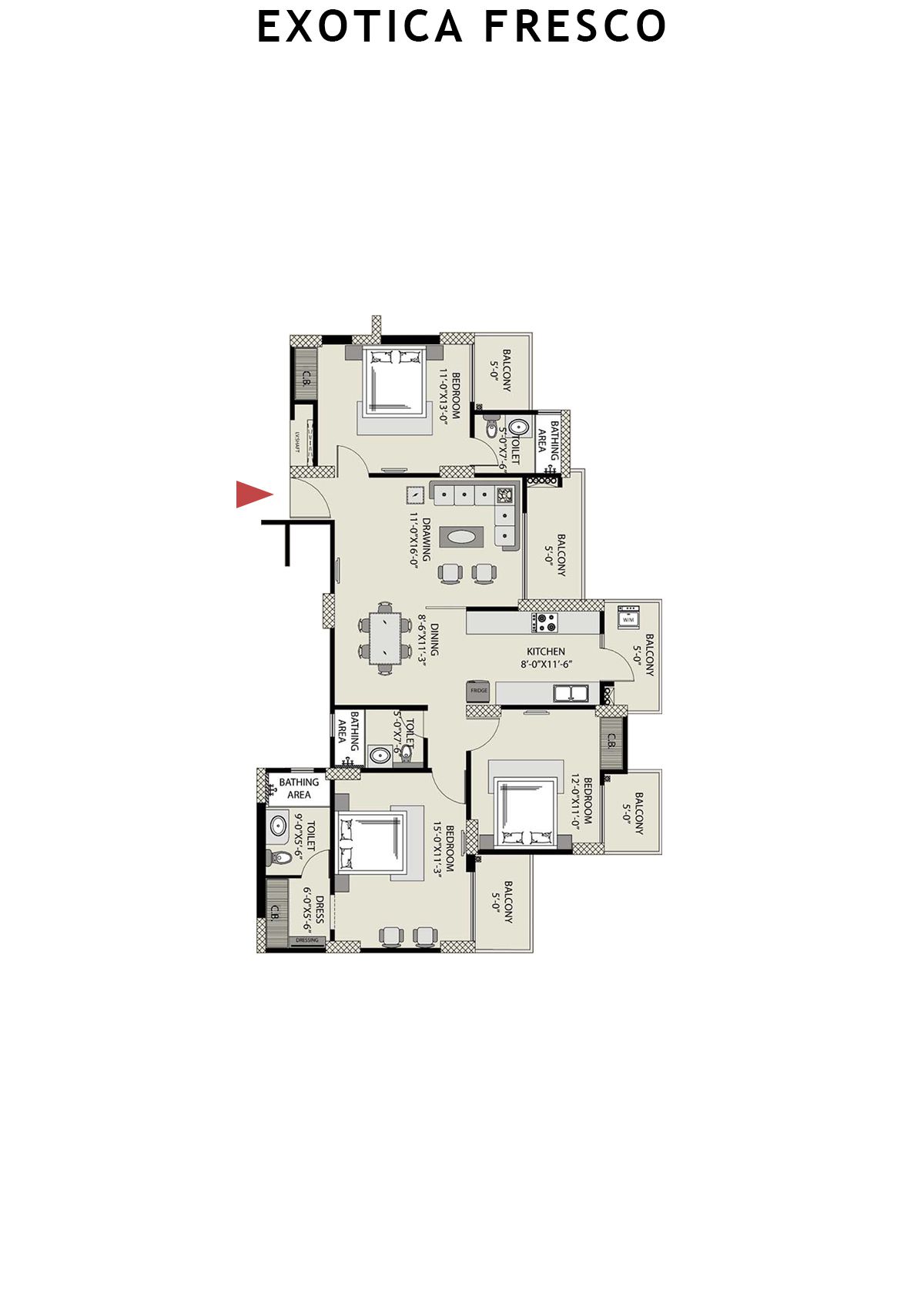 Exotica Fresco Tower D Unit 103 Floor Plan