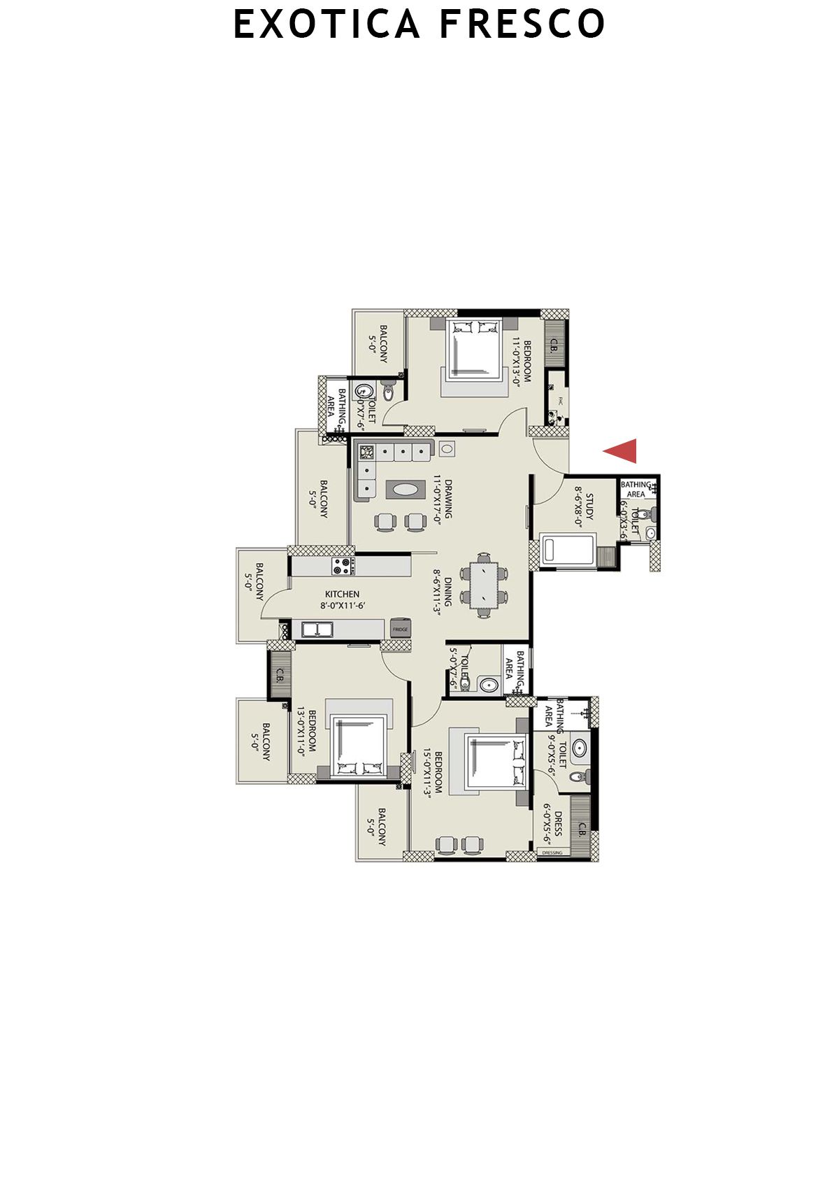 Exotica Fresco Tower D Unit 104 Floor Plan