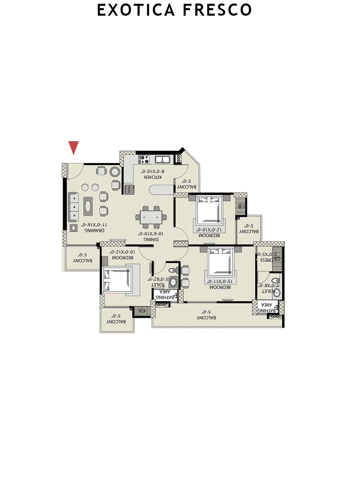 Exotica Fresco Tower E Unit 104 Floor Plan