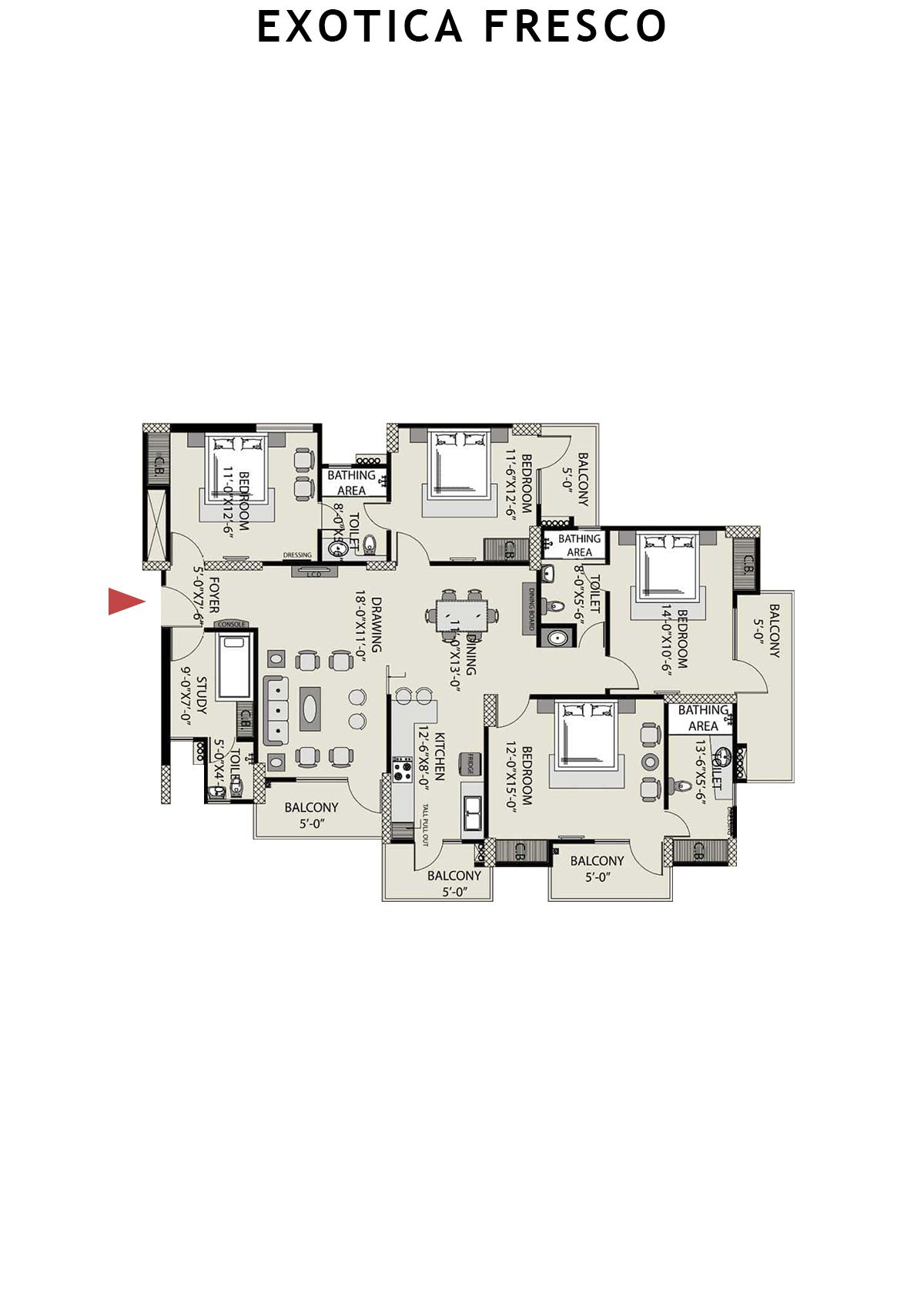 Exotica Fresco Tower K Unit 104 Floor Plan